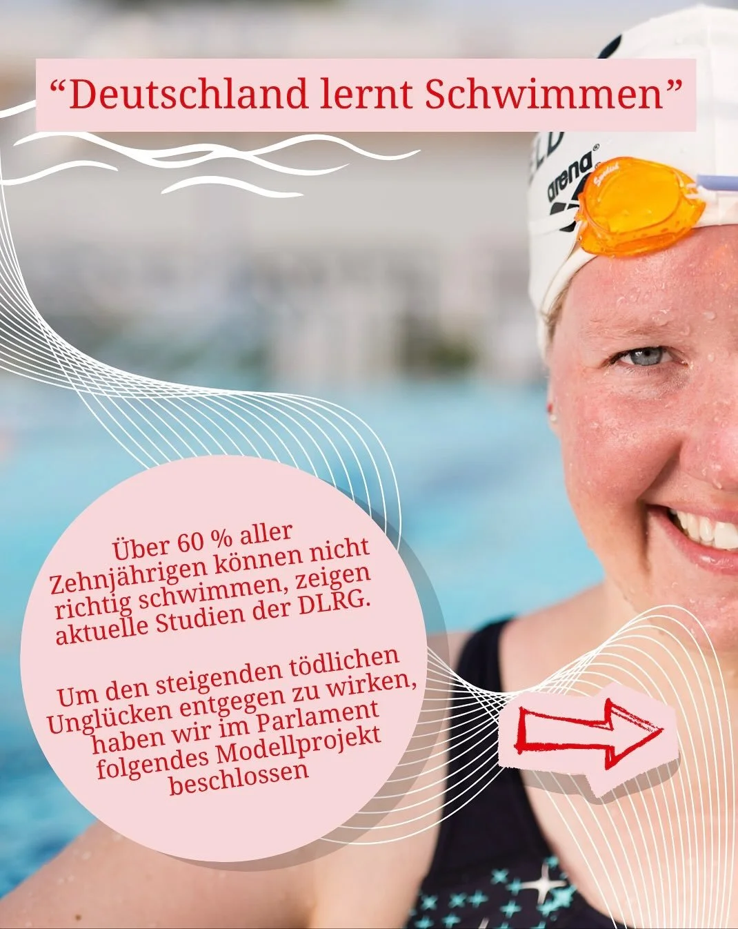 Das Projekt &bdquo;Deutschland lernt Schwimmen&ldquo; wurde nun endlich im Haushaltsausschuss diskutiert und beschlossen! 🥳

Als leidenschaftliche Schwimmerin und ehemalige &Uuml;bungsleiterin freue ich mich riesig &uuml;ber diesen wichtigen Schritt
