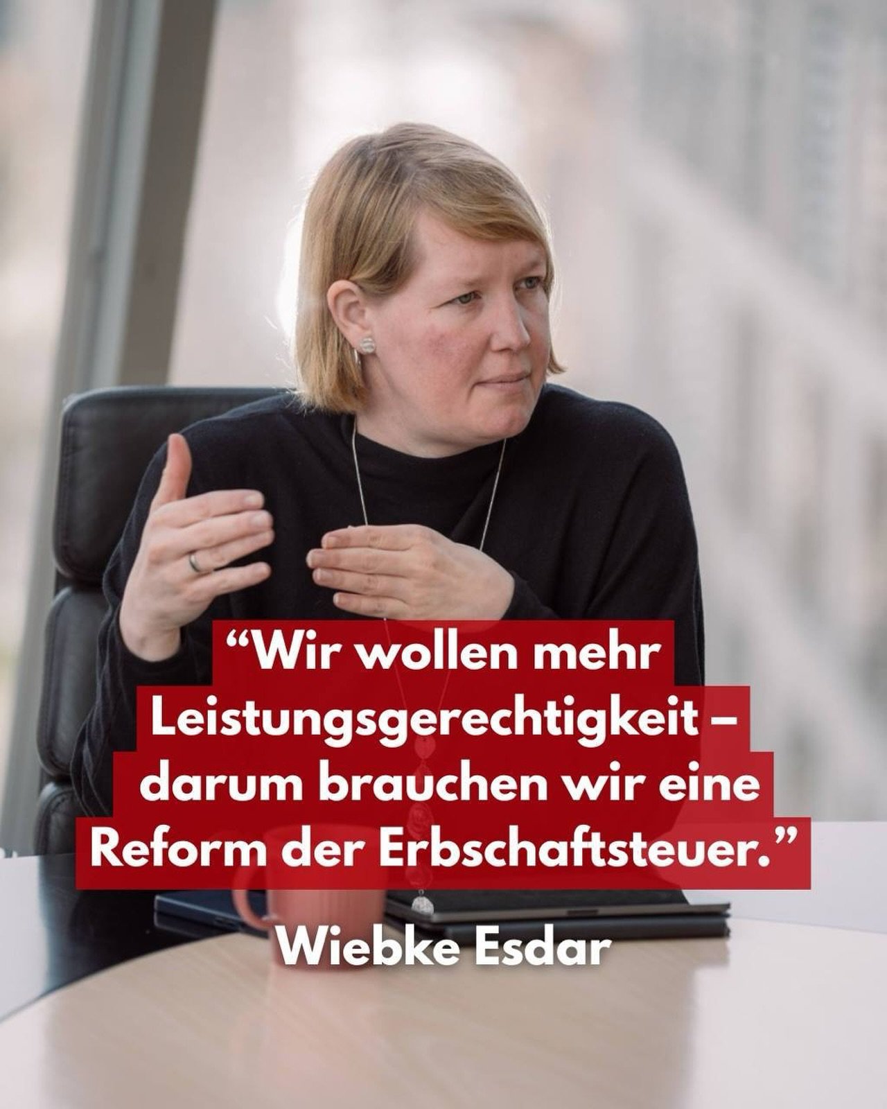 &bdquo;Wir wollen mehr Leistungsgerechtigkeit - darum brauchen wir eine Reform der Erbschaftsteuer. So wollen wir mit mehr Investitionen in Bildung mehr Chancengleichheit erreichen.
 
Unser Reformvorschlag soll die Erbschaftsteuer gerechter, einfache