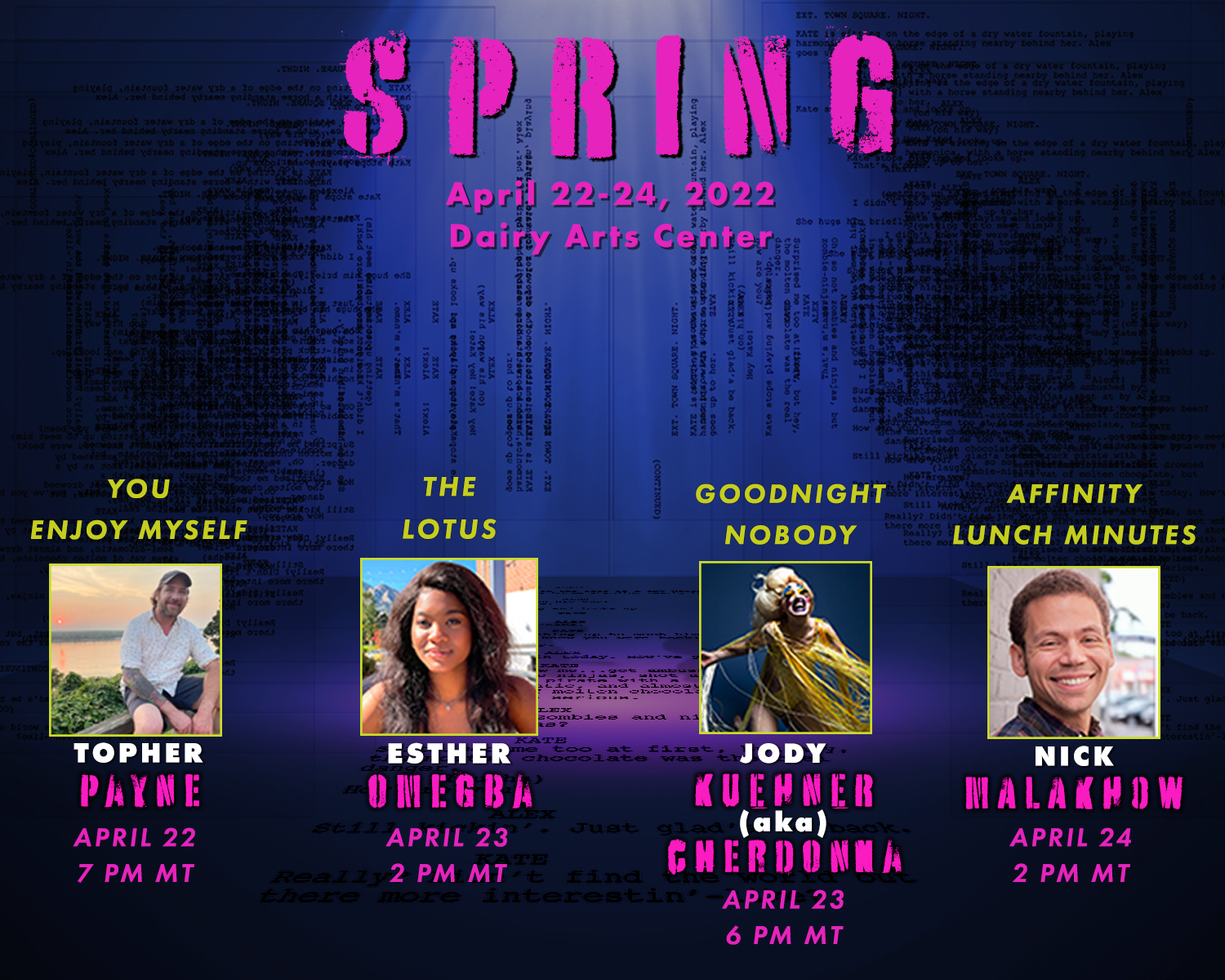 SPRING LAB: YOU ENJOY MYSELF by Topher Payne