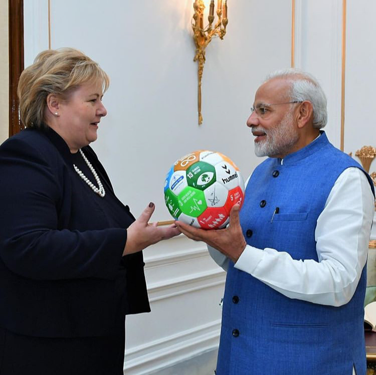 PM Solberg (NO) and PM Narendra Modi  (IN)