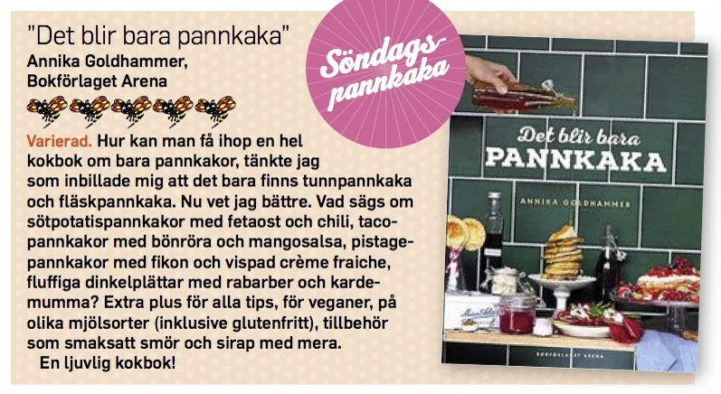 2016 gav Bokförlaget Arena ut min kokbok Det blir bara pannkaka, som jag både skrev och fotograferade.