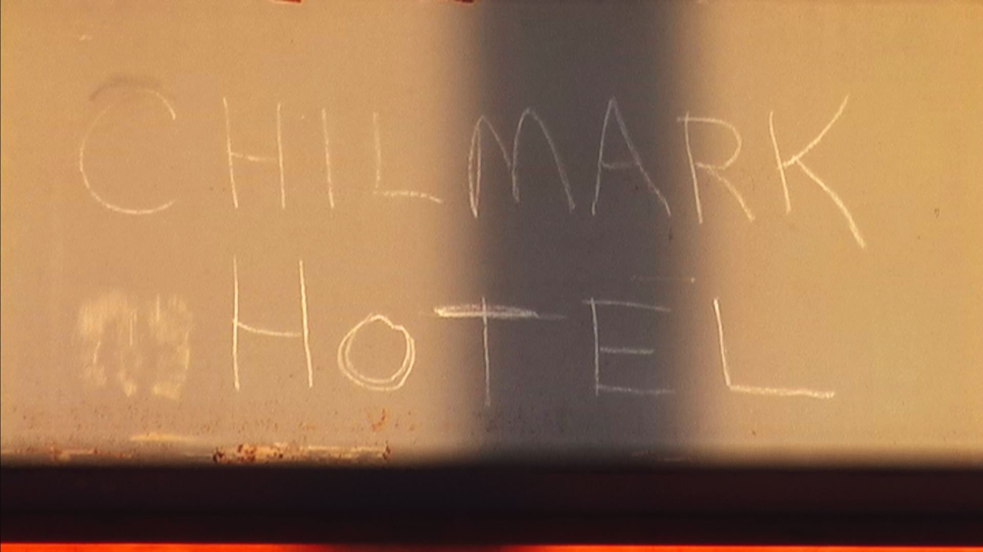 "Chilmark Hotel" was scrawled by workers on this steel beam in a controversial mansion under construction