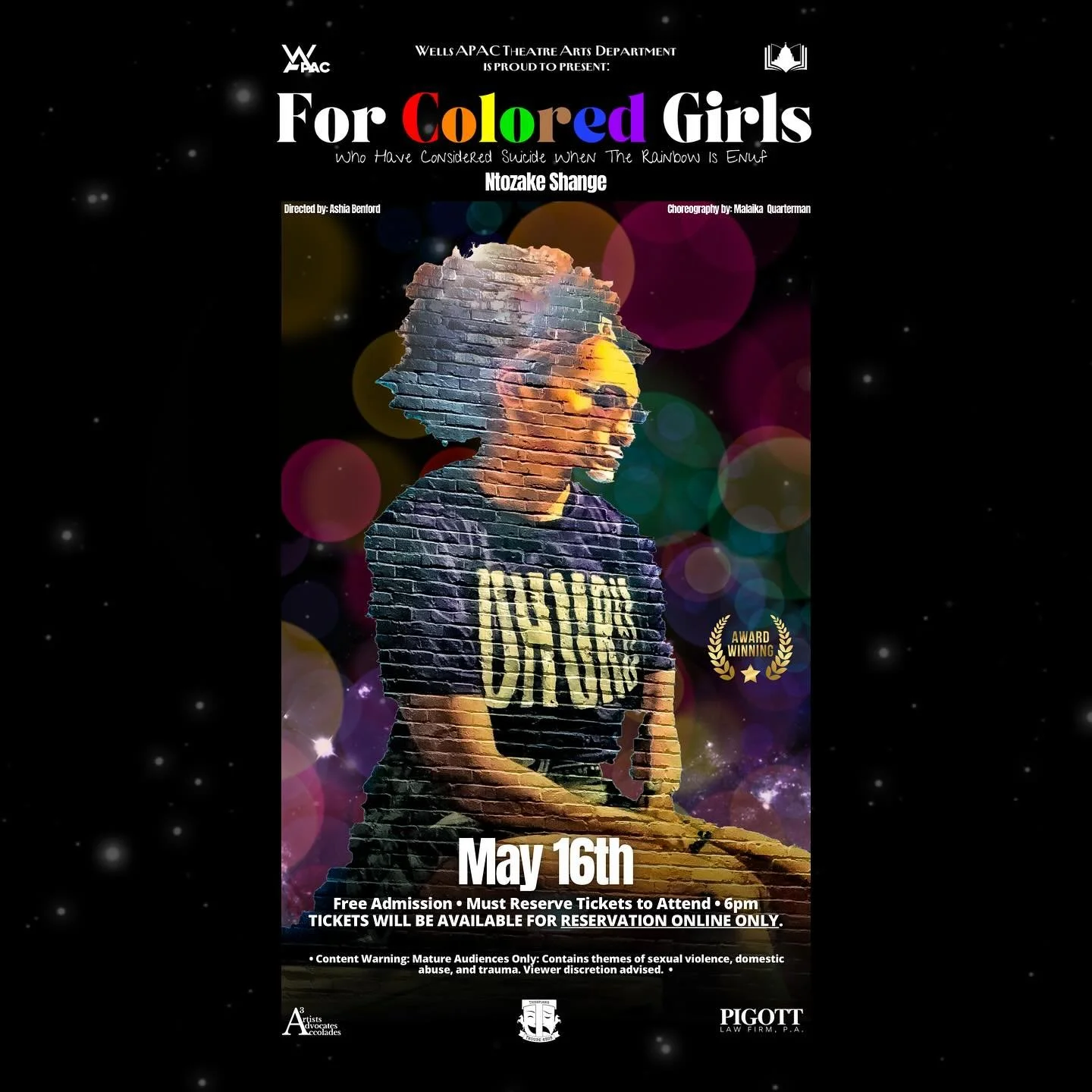 Come out this Friday to check out @apactheatrejxn &lsquo;s encore performance of &ldquo;for colored girls&hellip;&rdquo; THIS Friday! Help these kids represent @ms.thespians _thespians at the international thespian festival AND see a beautiful show. 