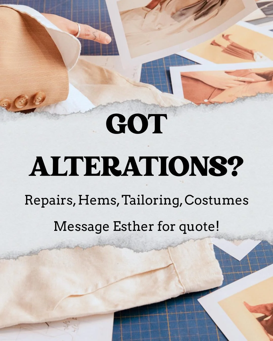 Do you have a favorite pair of pants in need of repair? A hem? A special occasion for which you need some tailoring? Maybe Halloween costume plans you need assistance with??

Well I&rsquo;m taking alterations and sewing projects for the time being! S