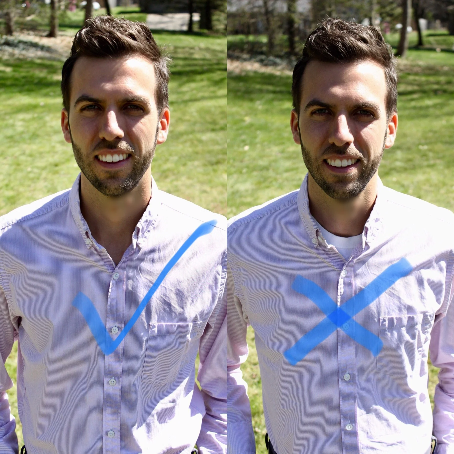 white tee under dress shirt