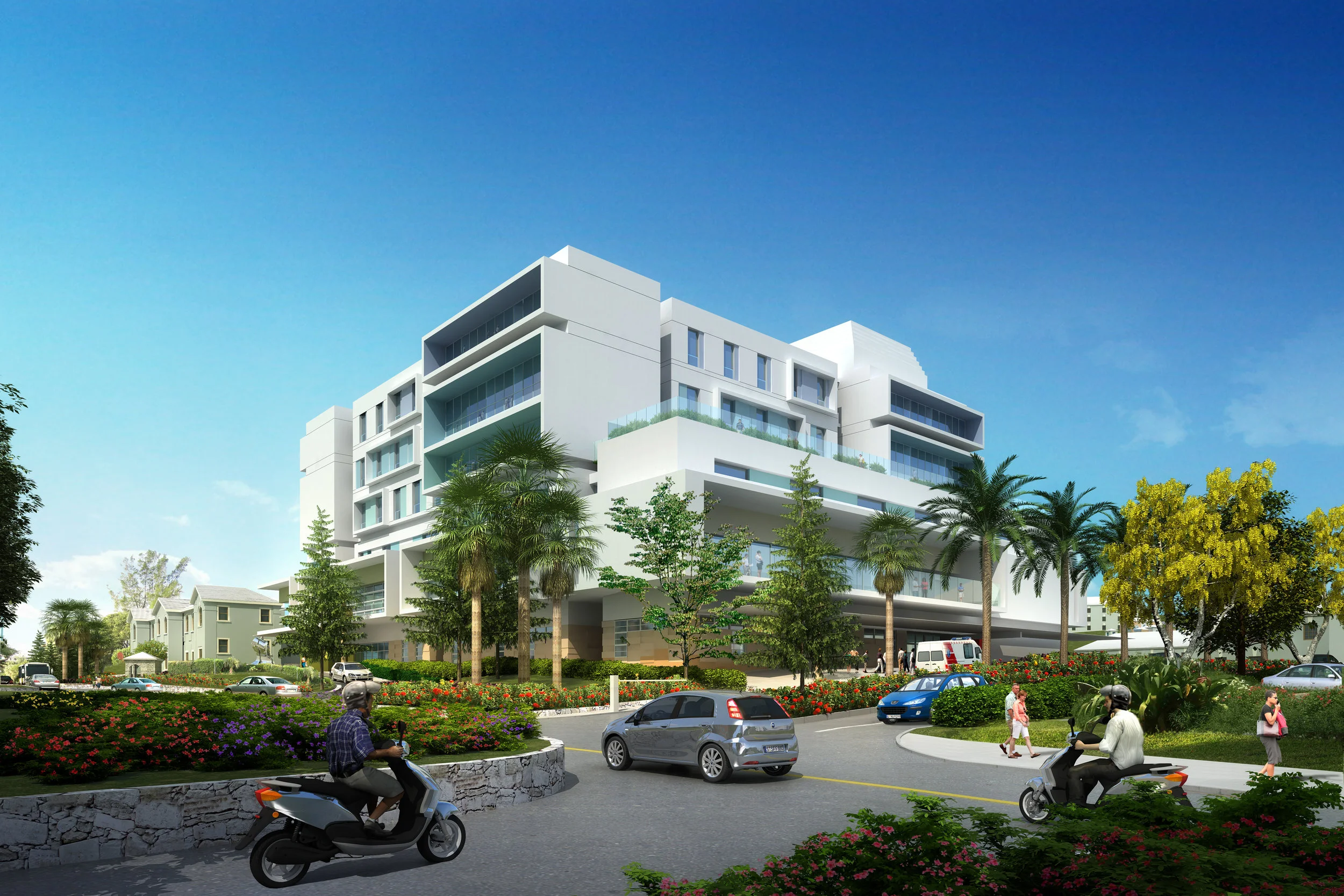 90 single occupancy patient rooms, a day surgery unit featuring 4 operating theatres that overlook the altalnatic ocean, ambulatory care facilites and world class diagnostic imaging services provide the people of Bermuda with enhanced care. In