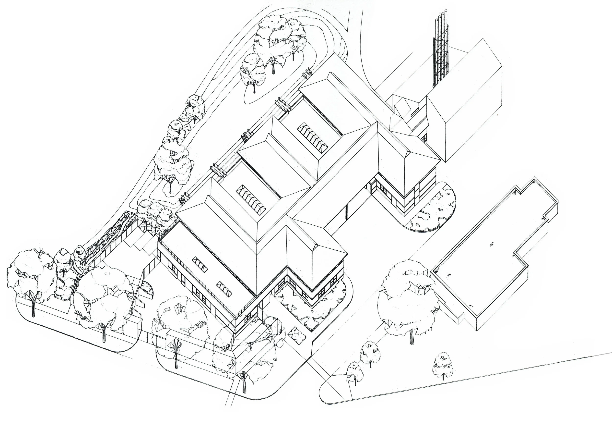 Axonometric of the Maidstone DGH Service Centre
