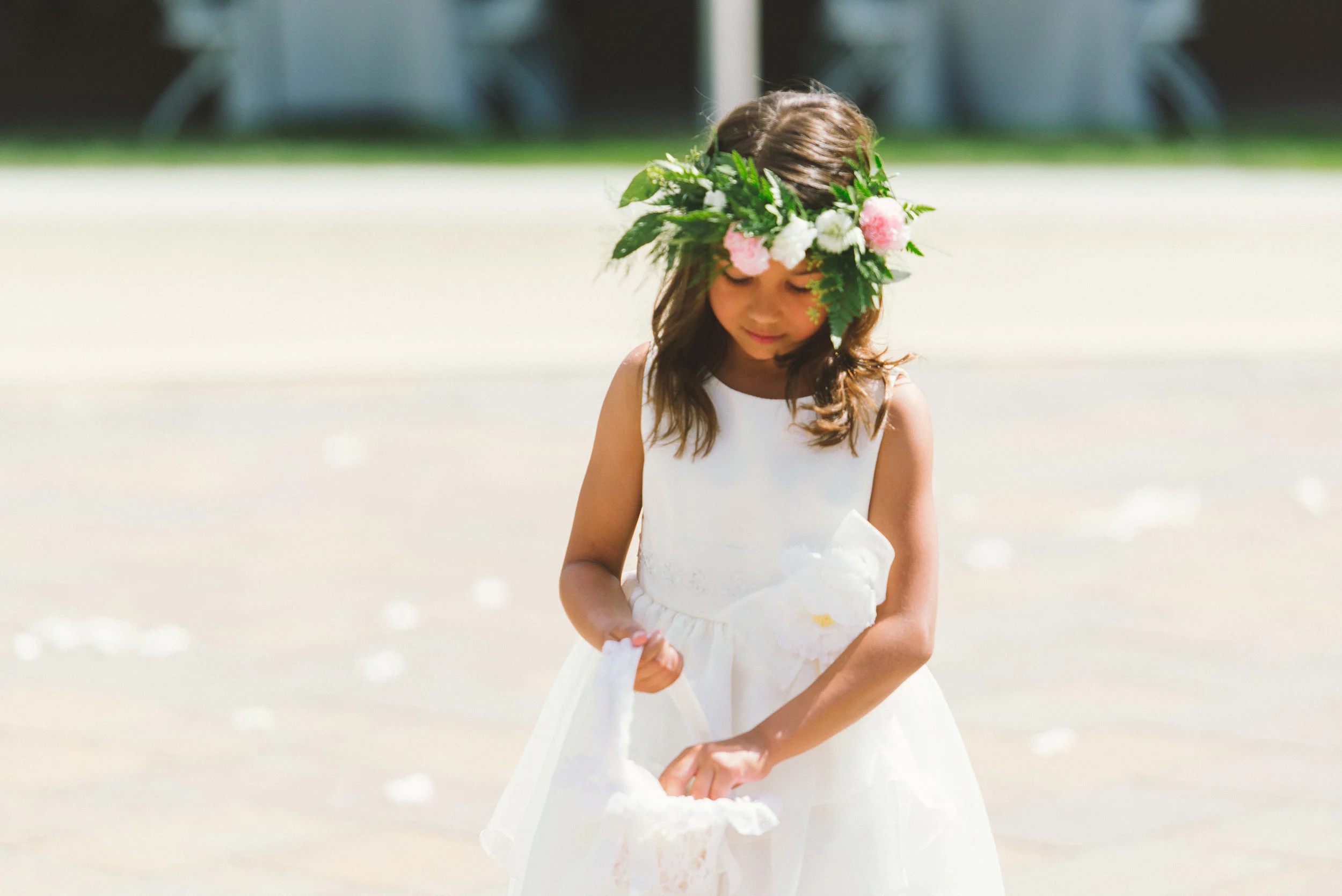Cute flower girl with flower crown