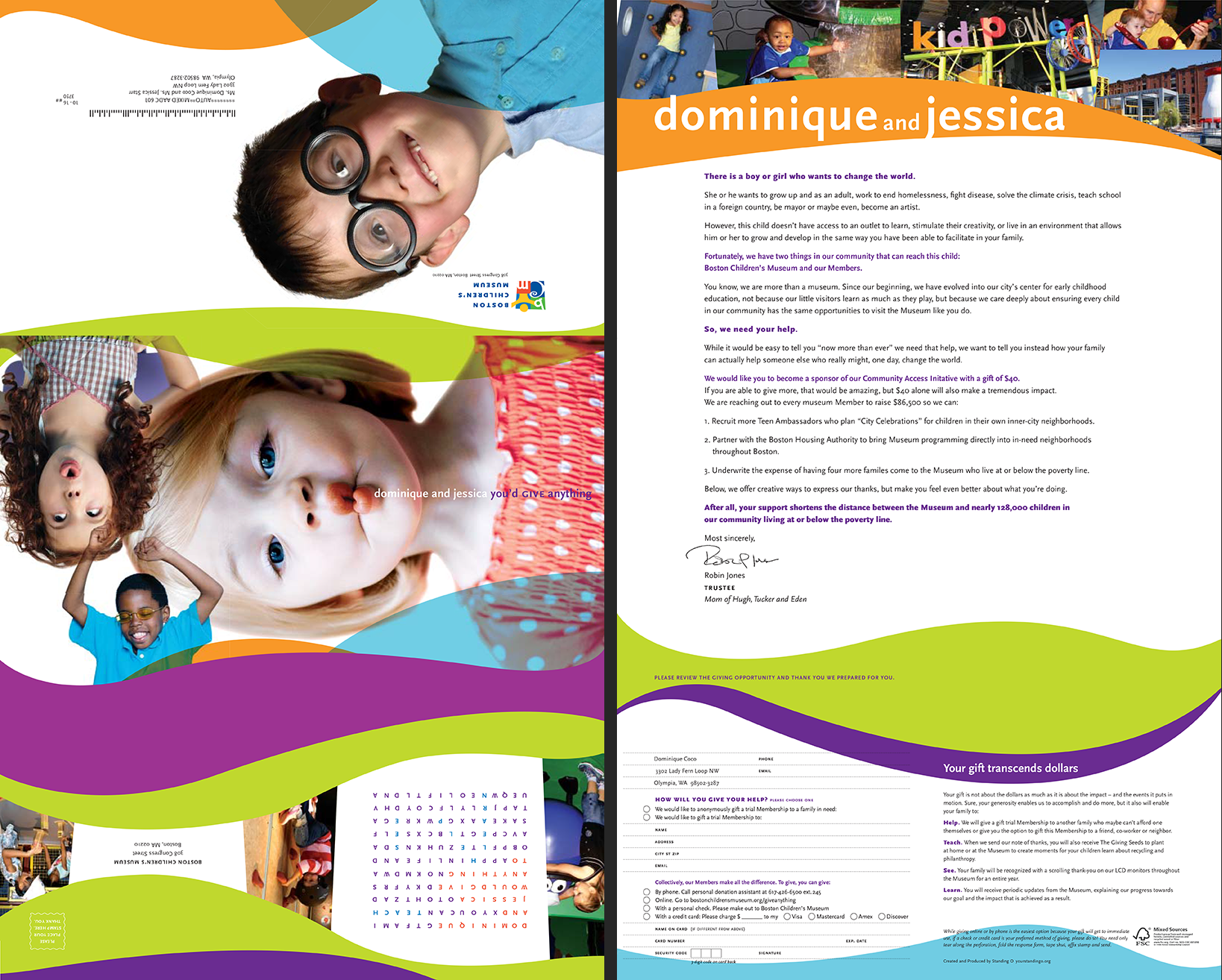 Personalized Variable Data Direct Mail Trifold (front & back panels)