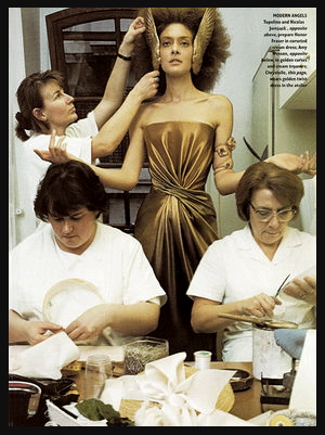 British Vogue : The team for Givenchy Haute Couture by Alexander McQueen  1997 — Nicolas Jurnjack Hairstyles