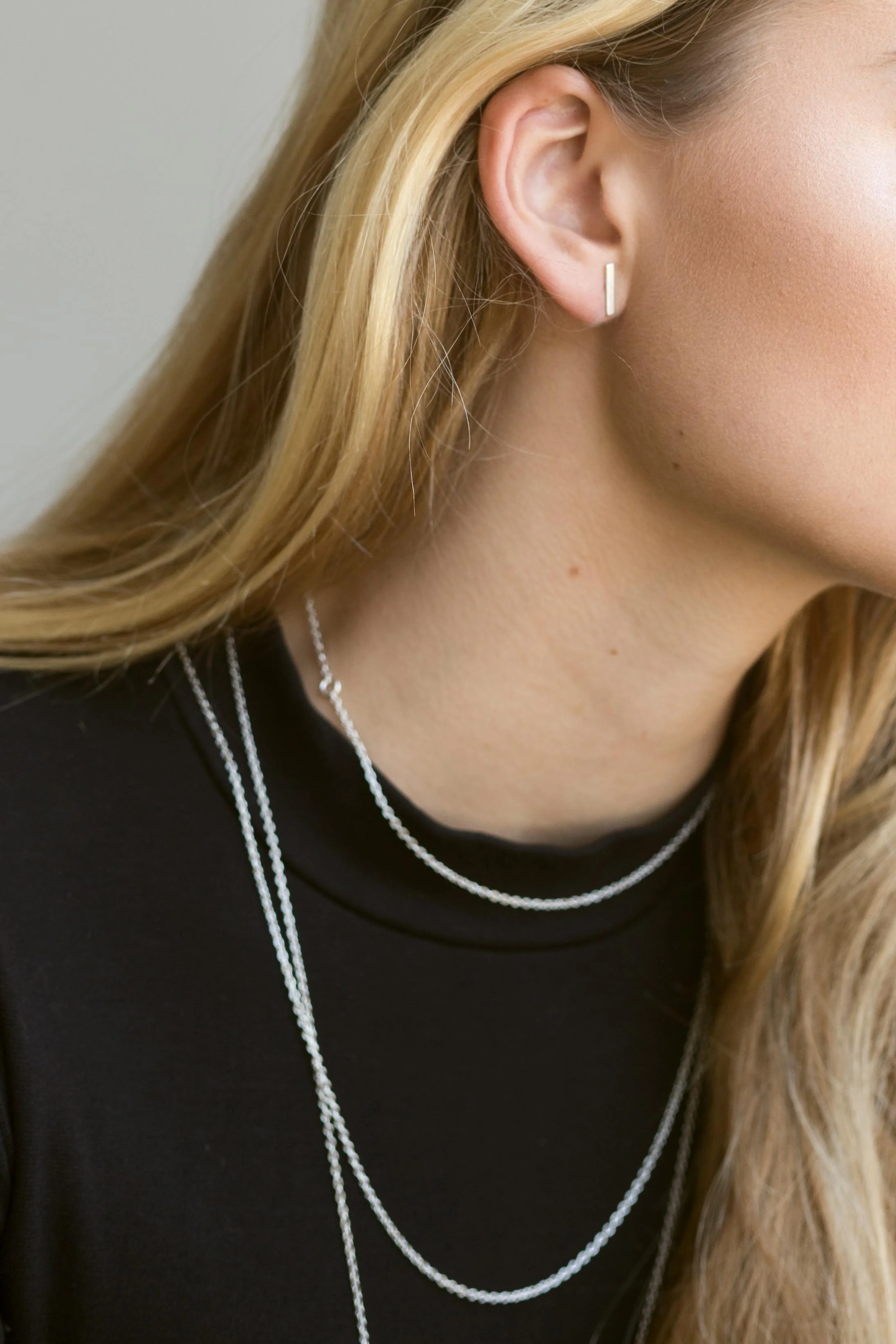 ende collective, jewelry, sterling, silver, bar studs, artist, krista gambrel