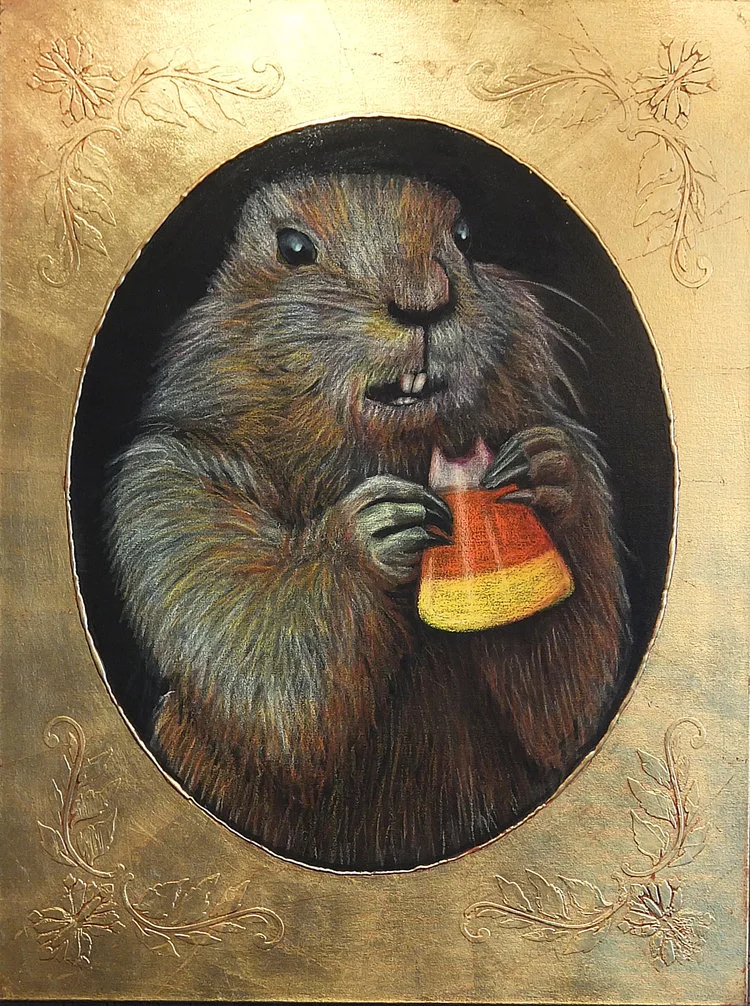 Ground Hog Eating Candy Corn
