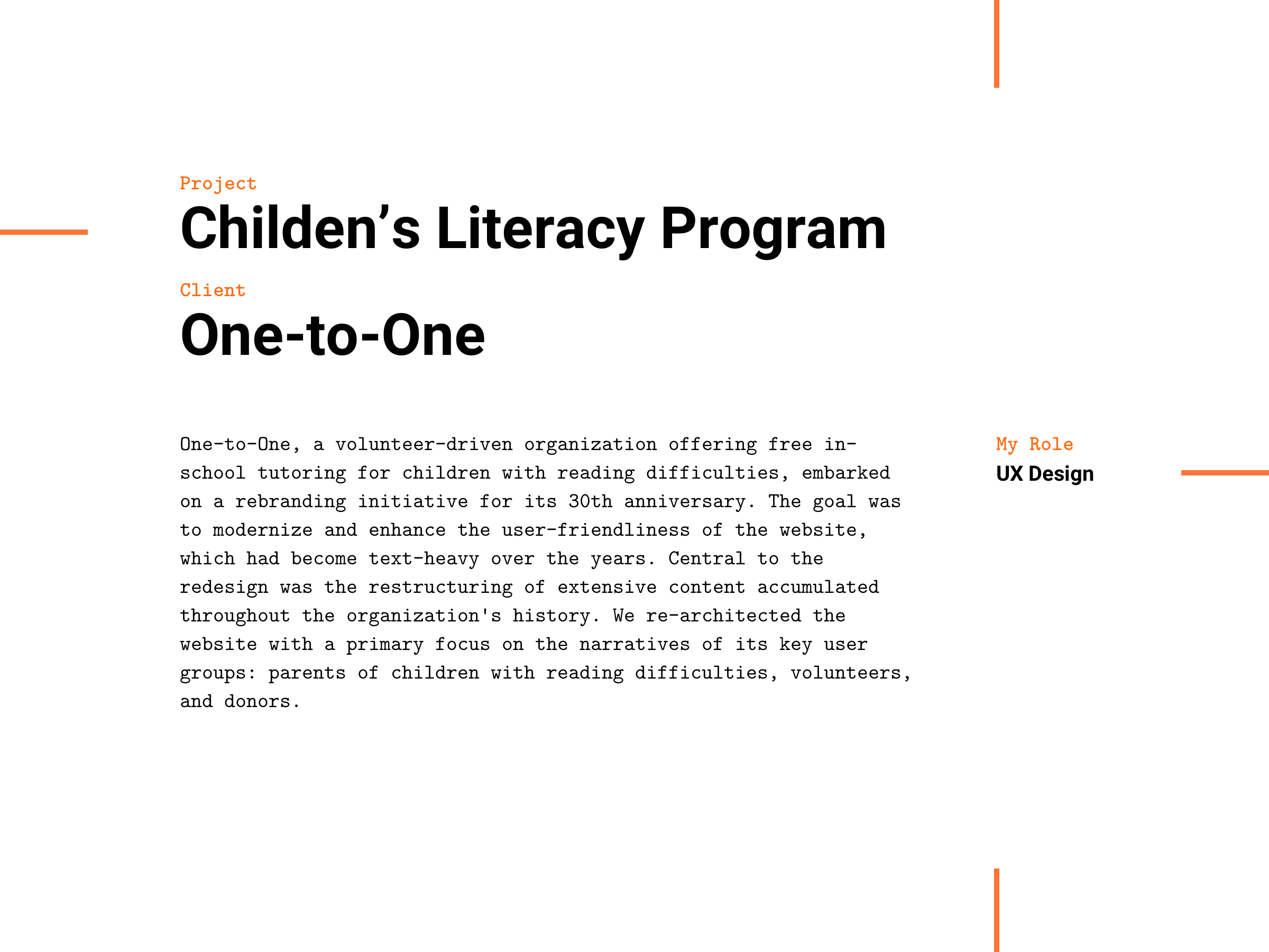 One-to-One Children's Literacy