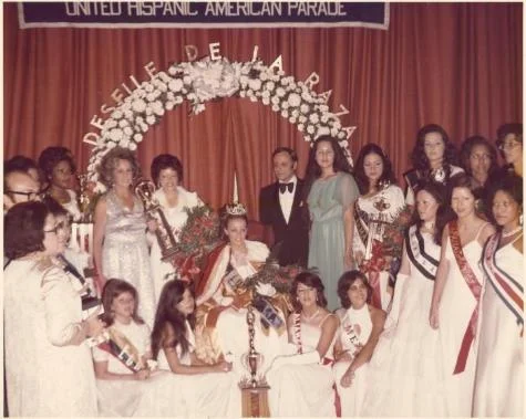 Contestants at the United Hispanic American Parade / Desfile de la Raza Beauty Pageant, ca. 1970s. Credit: The CUNY Dominican Studies Institute Archives, The Margarita Madera Collection.