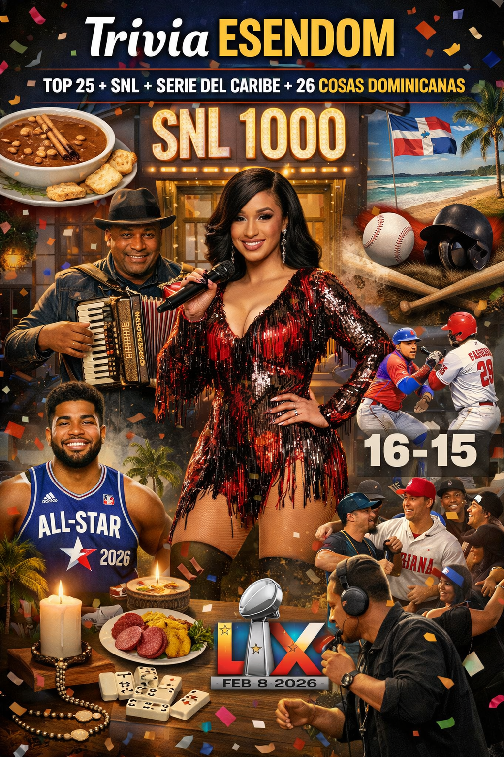 Trivia ESENDOM: Cardi B en SNL 1000, Serie del Caribe 2026 y 26 cosas dominicanas - 2 al 8 de febrero 2026
