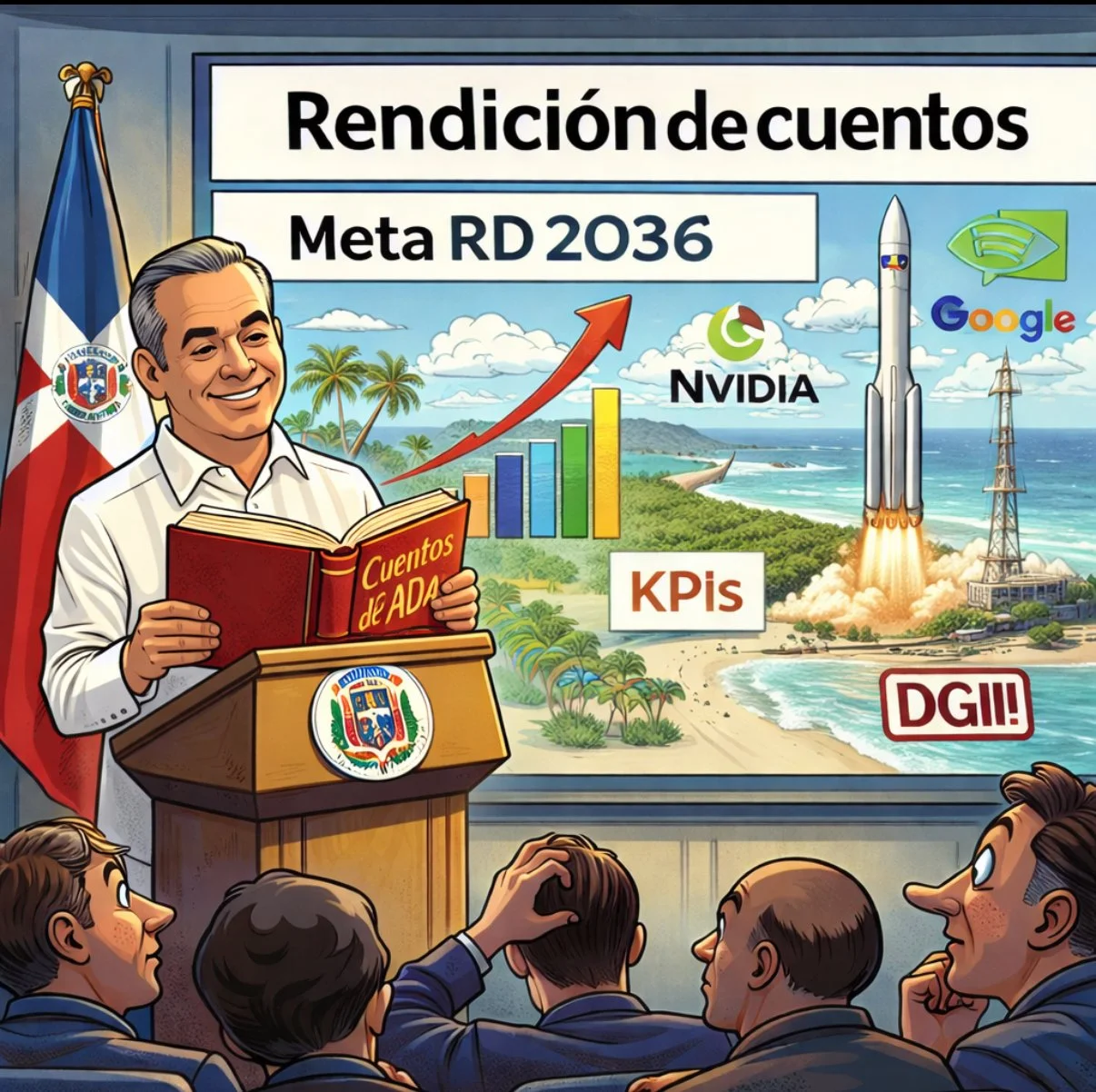 Abinader hace otra «Rendición de cuentos de adas» (sátira)