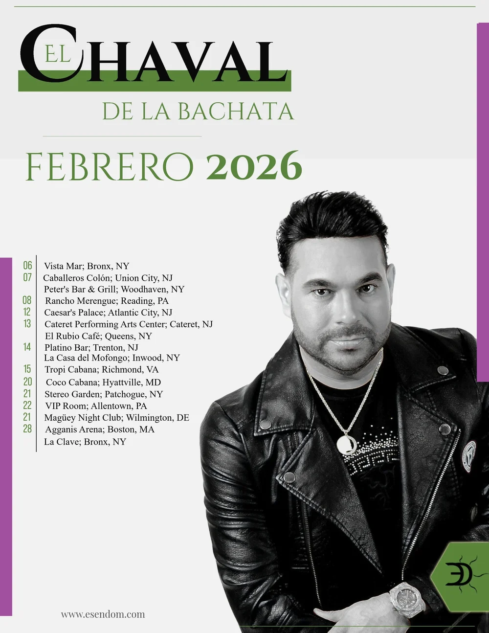 Vhaval El Chaval de la Bachata - Itinerario febrero 2026