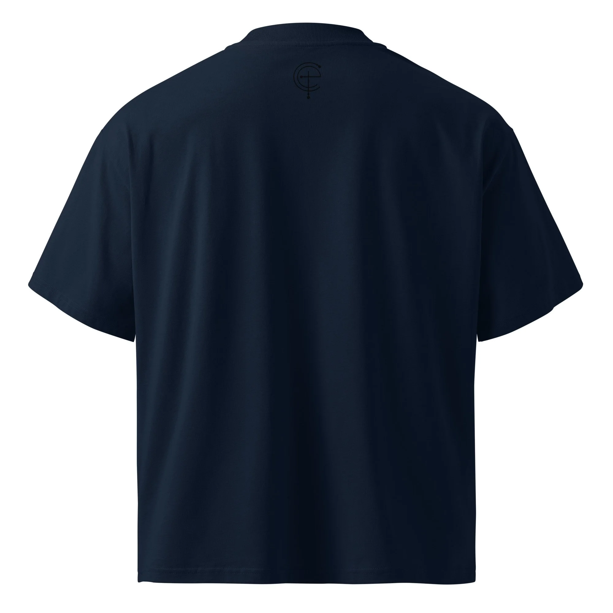 unisex-organic-oversized-high-neck-blaster-2.0-t-shirt-french-navy-back-6a440bbde54a9.jpg