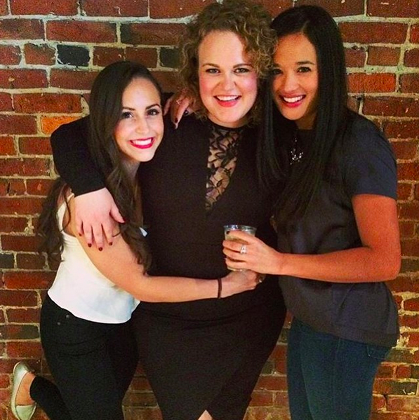 Flanked by college best friends on all sides in Philly.