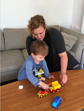 Very adorable Oscar won the Lego lottery.