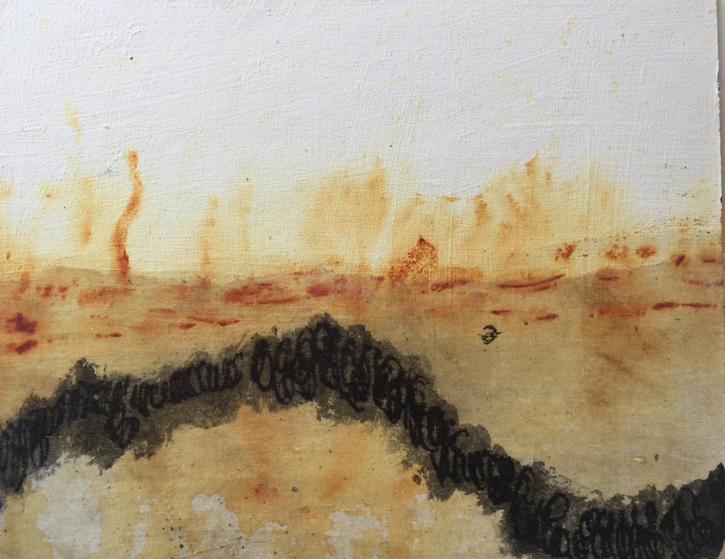 Teabag Art #1 on mat board