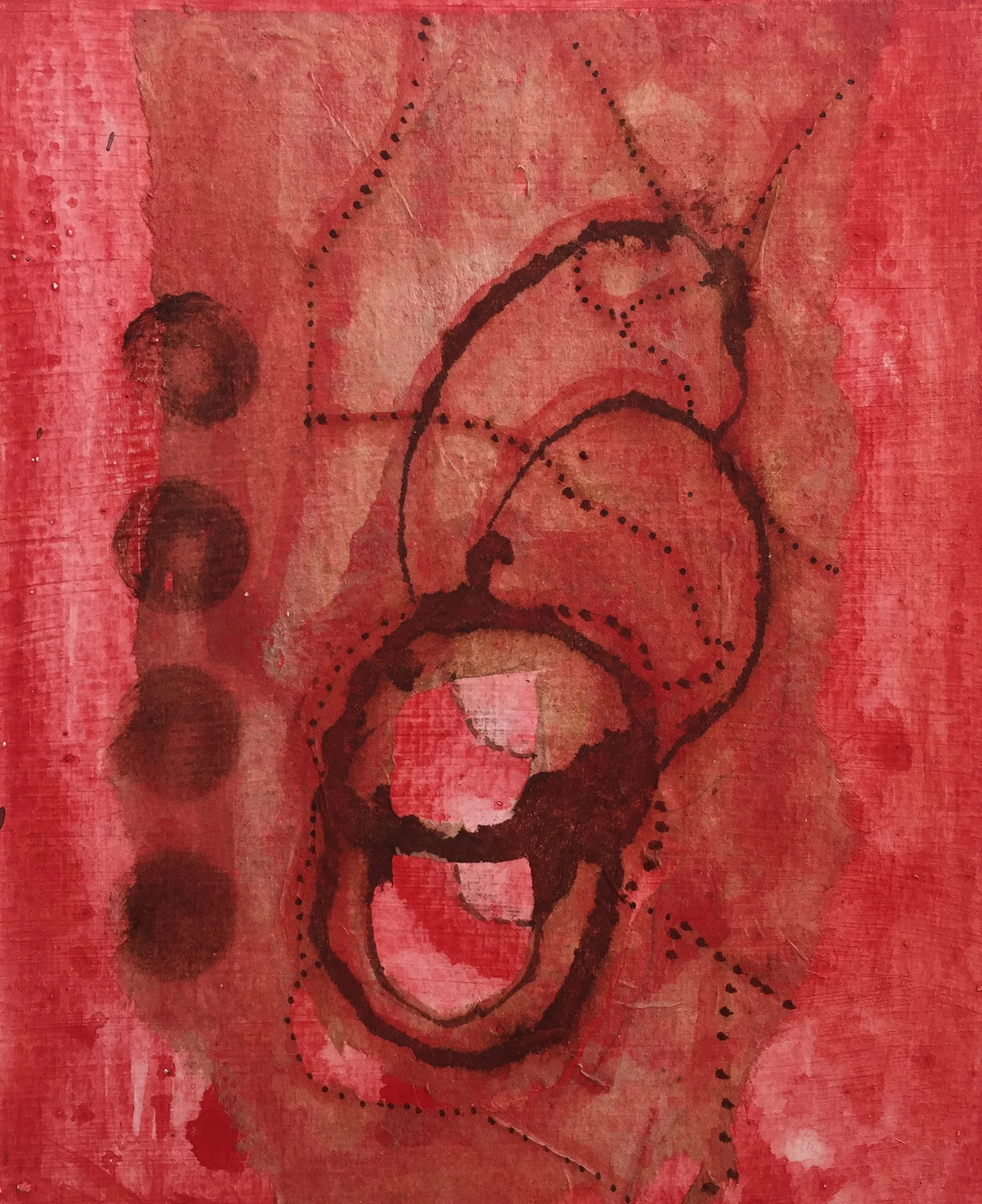 Teabag Art #2 on mat board