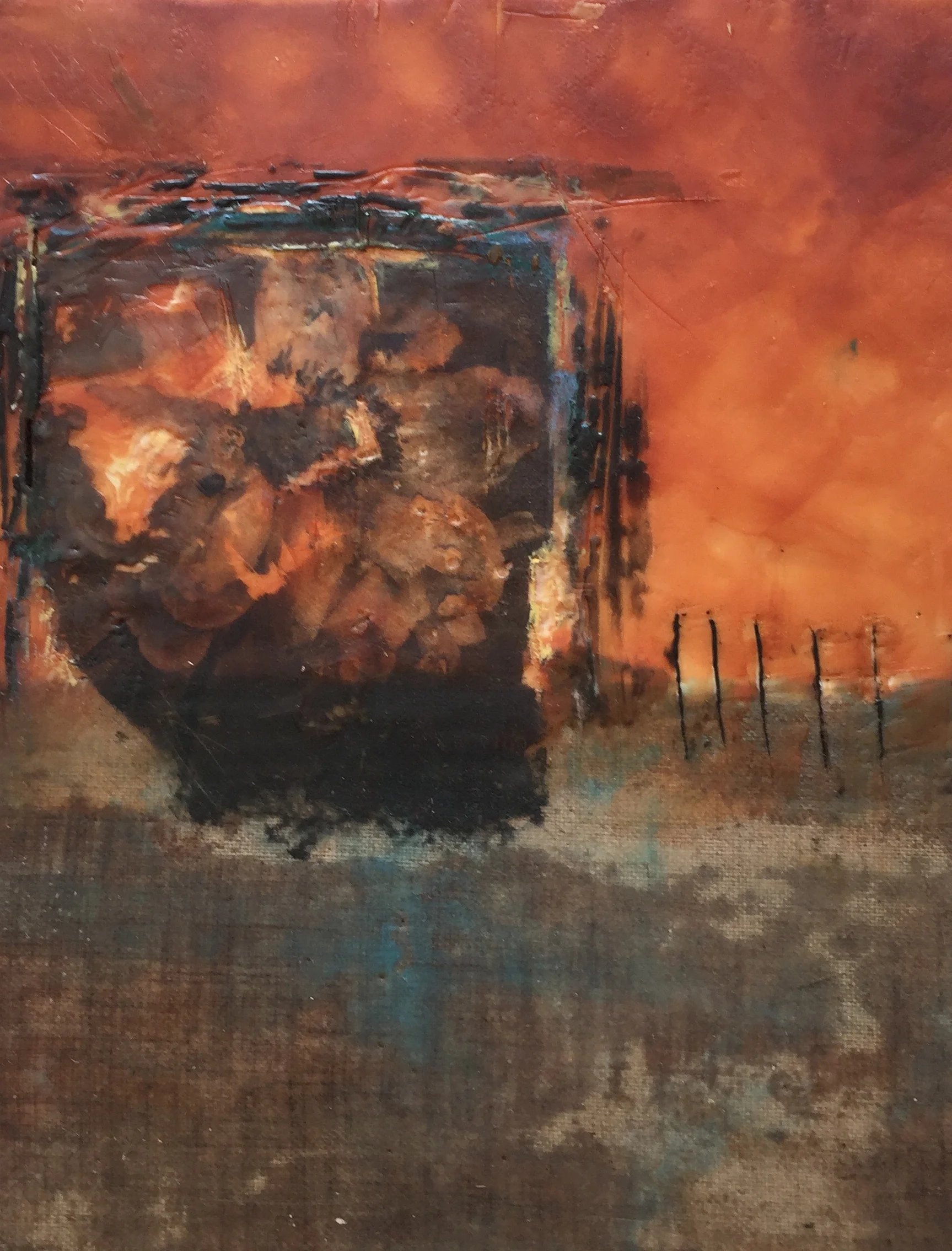 Floral Park, Encaustic Panel #10