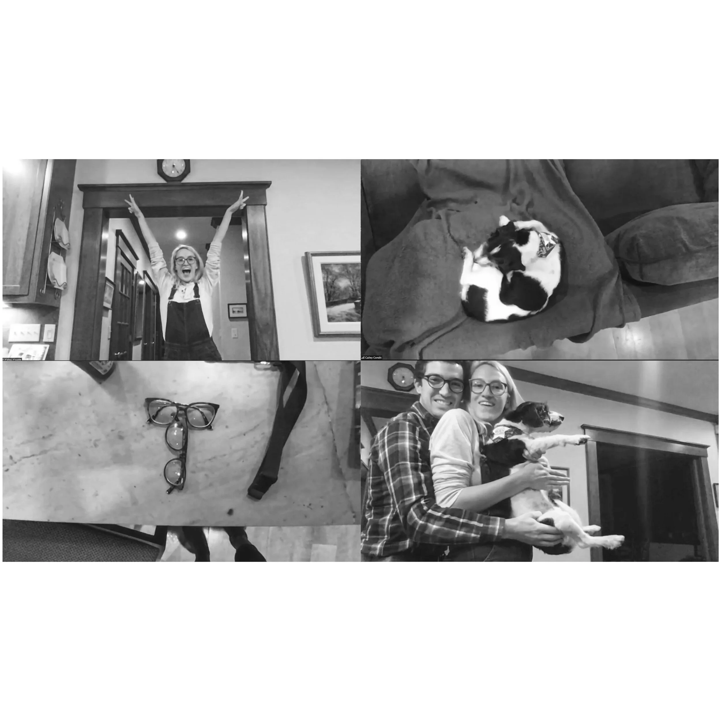 Cailey, Peter + Daphne the pup, photographed over ZOOM October 2020.