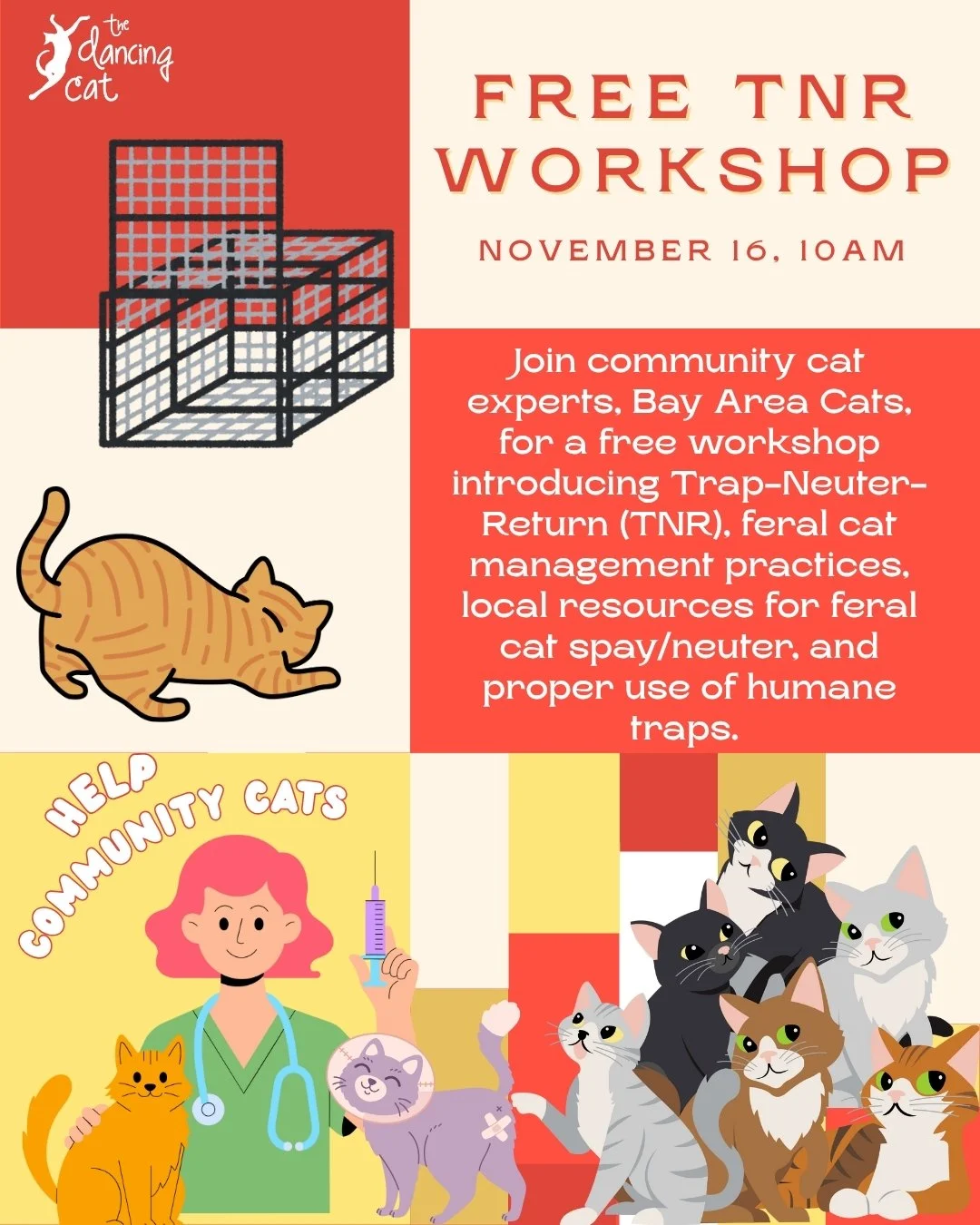 When you take a look around your neighborhood, do you notice cats in your area that don&rsquo;t seem to have a home? Do you want to be part of the solution? Join community cat experts Bay Area Cats for a free workshop introducing Trap-Neuter-Return (