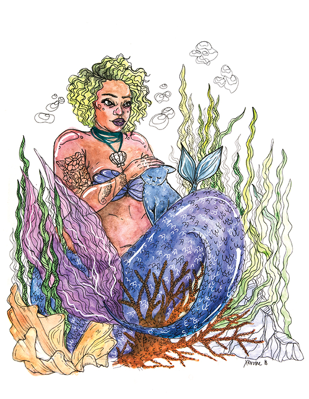 Mermaid & Pet Cat