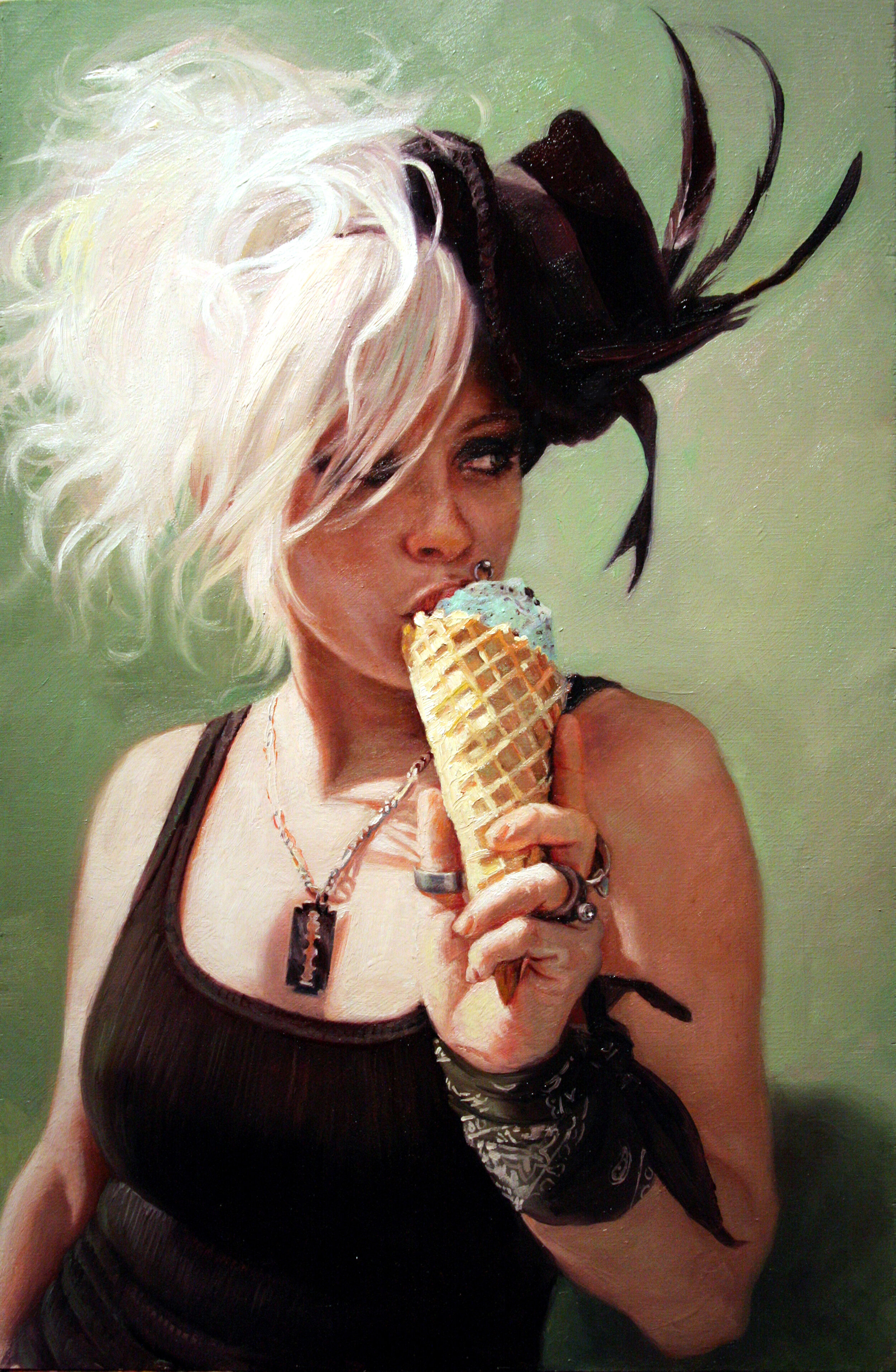 Aileen Ice Cream Fine Art Print- hand embellished!