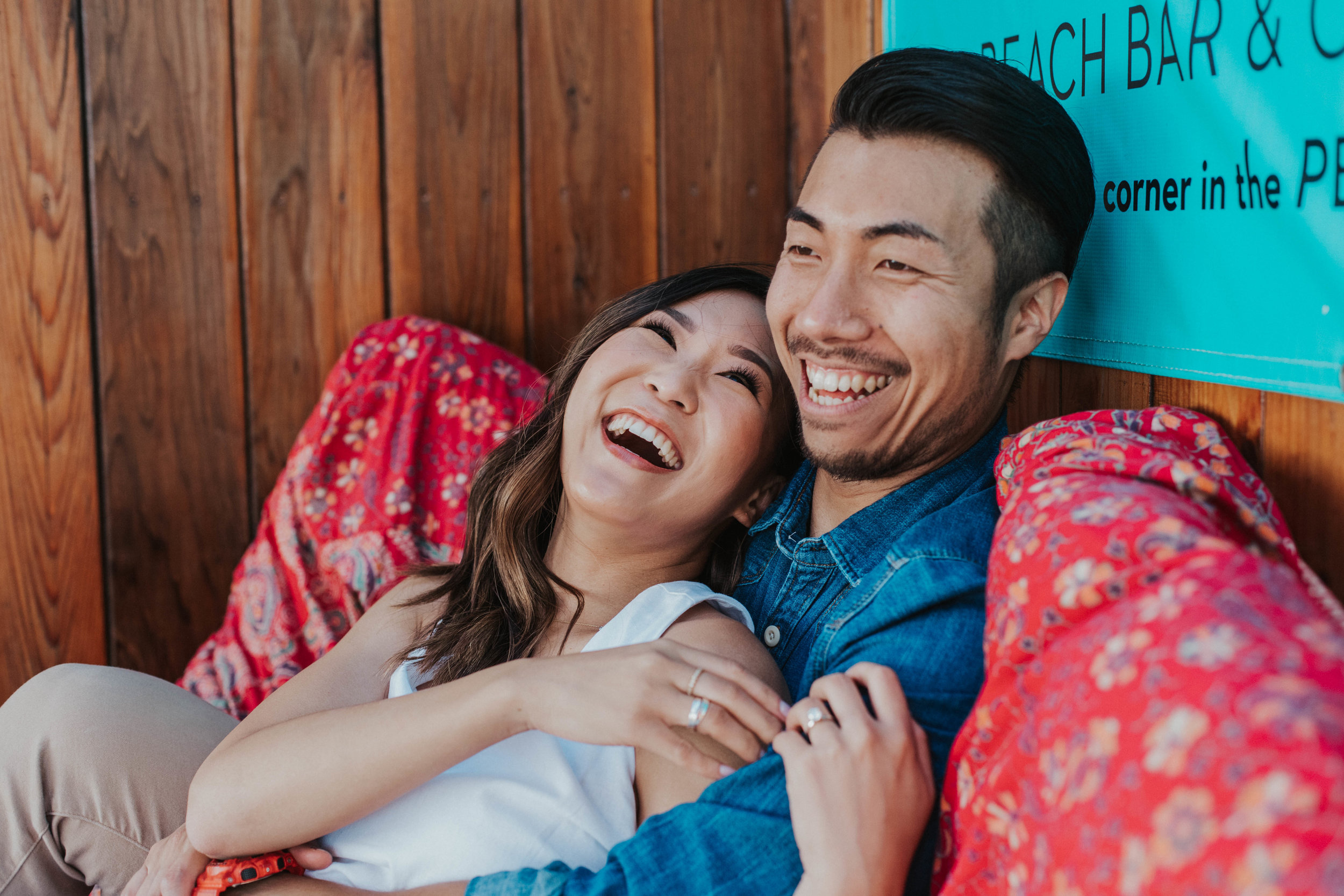 beach boardwalk engagement