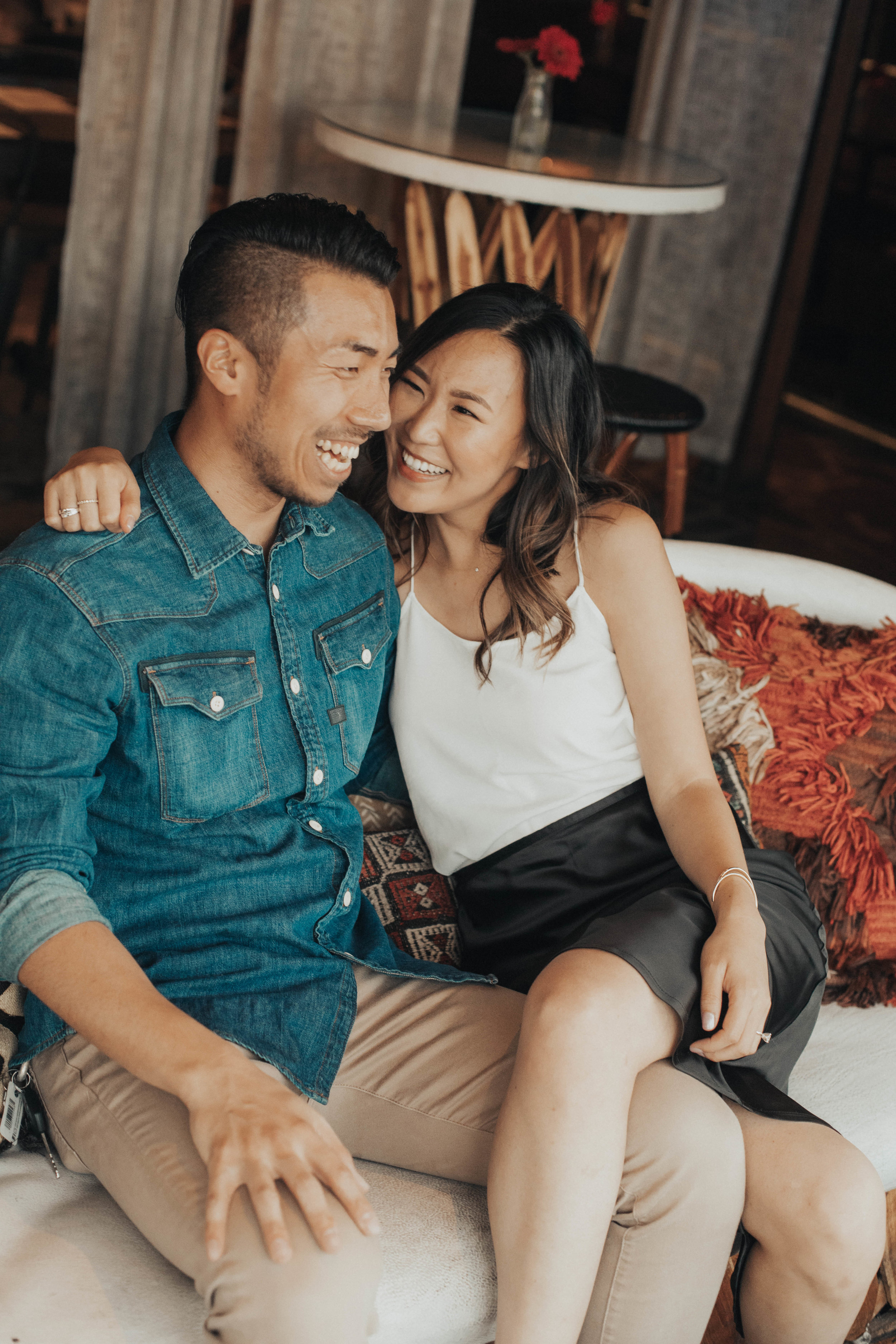 beach boardwalk engagement