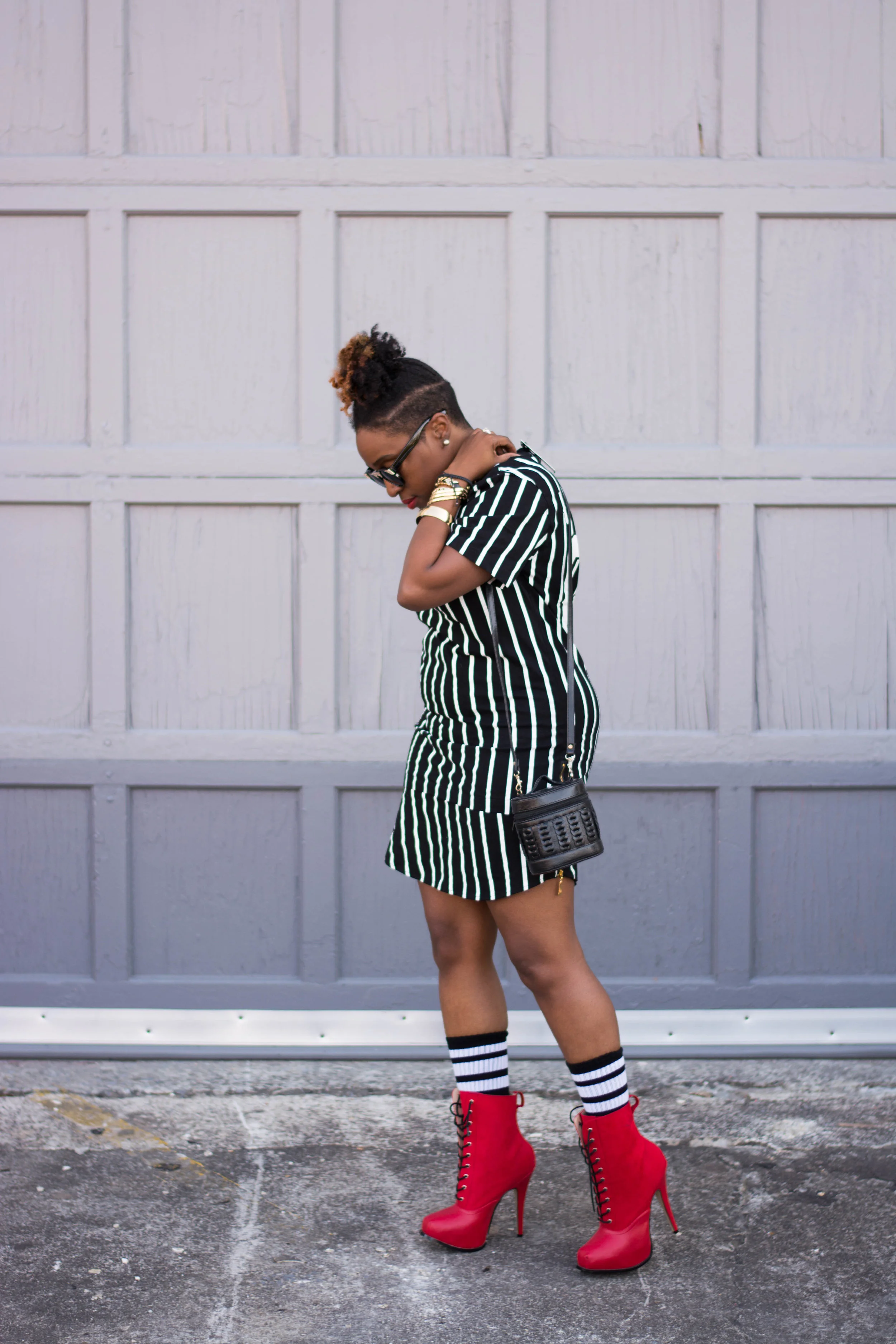 Melodie Stewart, The Style Klazit, Atlanta Stylist, Atlanta style blogger, Shirt dress, Red boots