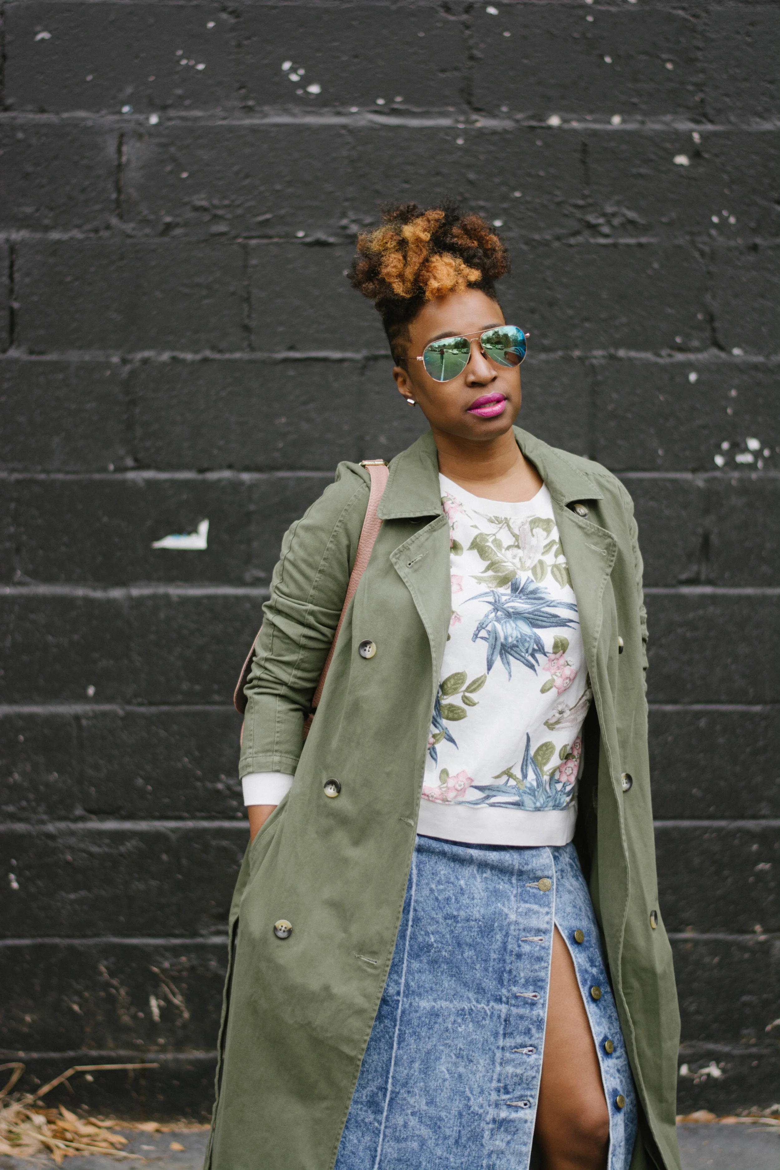 Melodie Stewart, The Style Klazit, Atlanta style blogger, Vintage skirt, olive trench coat