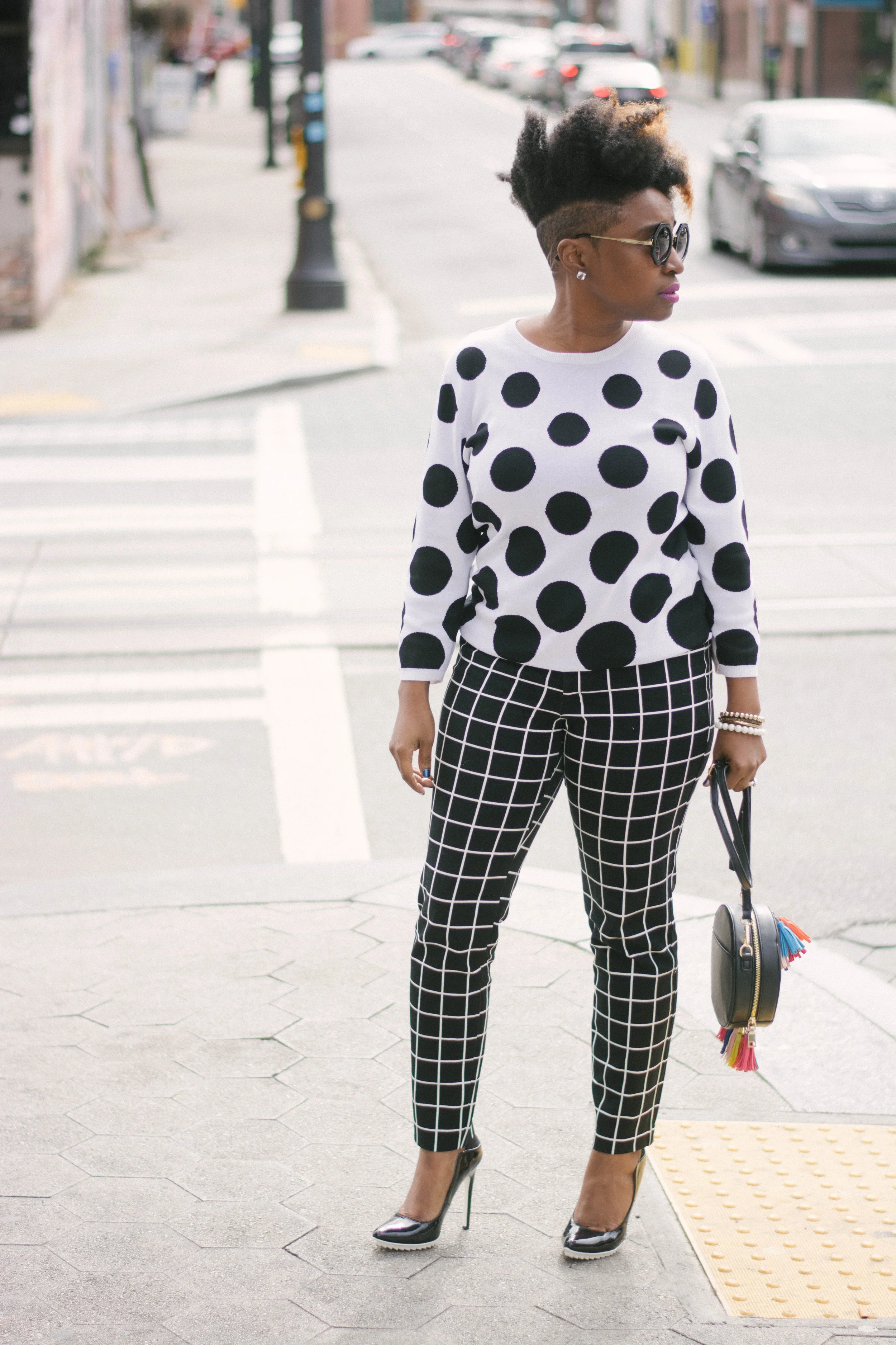 Melodie Stewart, The Style Klazit, Atlanta style blogger, Style Influencer, Polka dots and stripes, mixed prints 