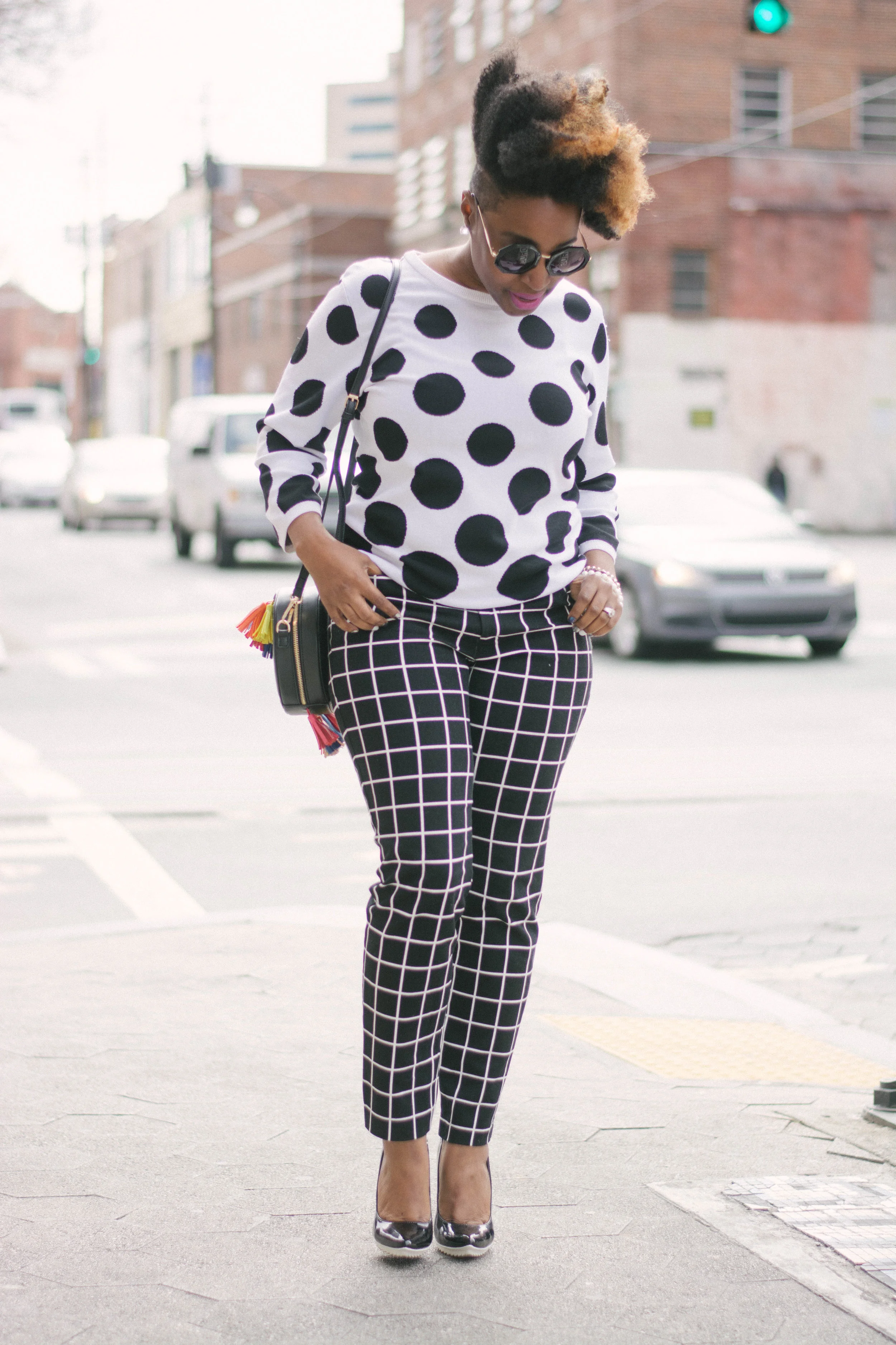 Melodie Stewart, The Style Klazit, Atlanta style blogger, Style Influencer, Polka dots and stripes, mixed prints 