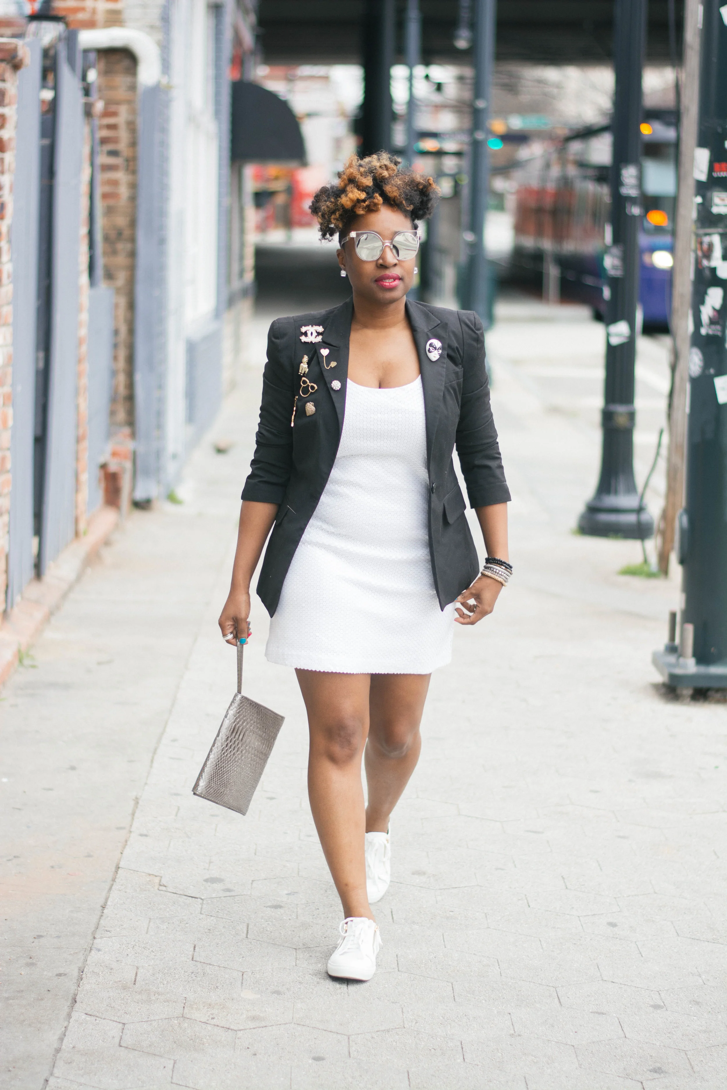 Melodie Stewart, The Style Klazit, Embellished Blazer, Atlanta style blogger, Shoedazzle sneakers