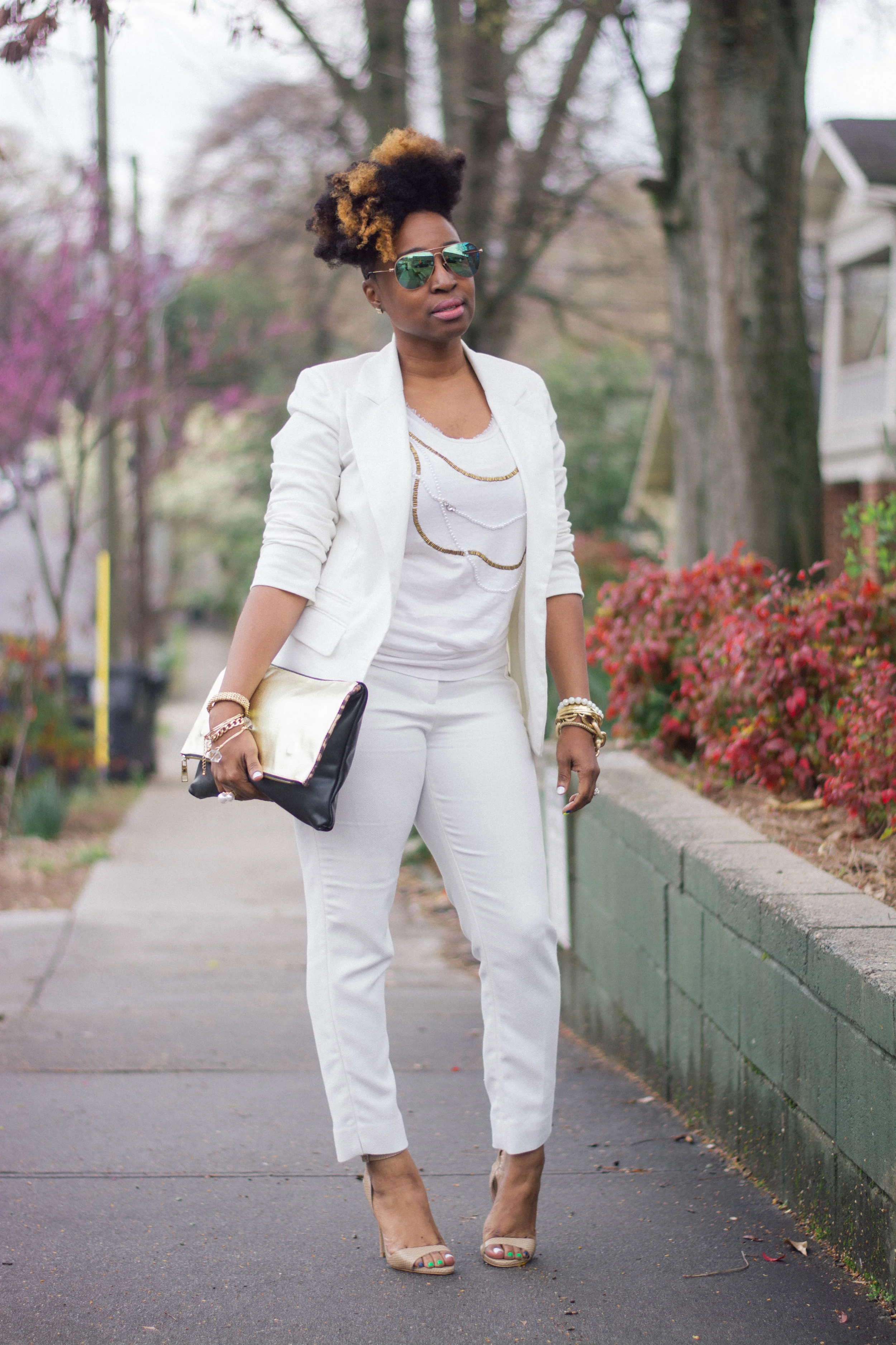Melodie Stewart, The Style Klazit, Cream pant suit, H&M pants, Atlanta style blogger, streetstyle