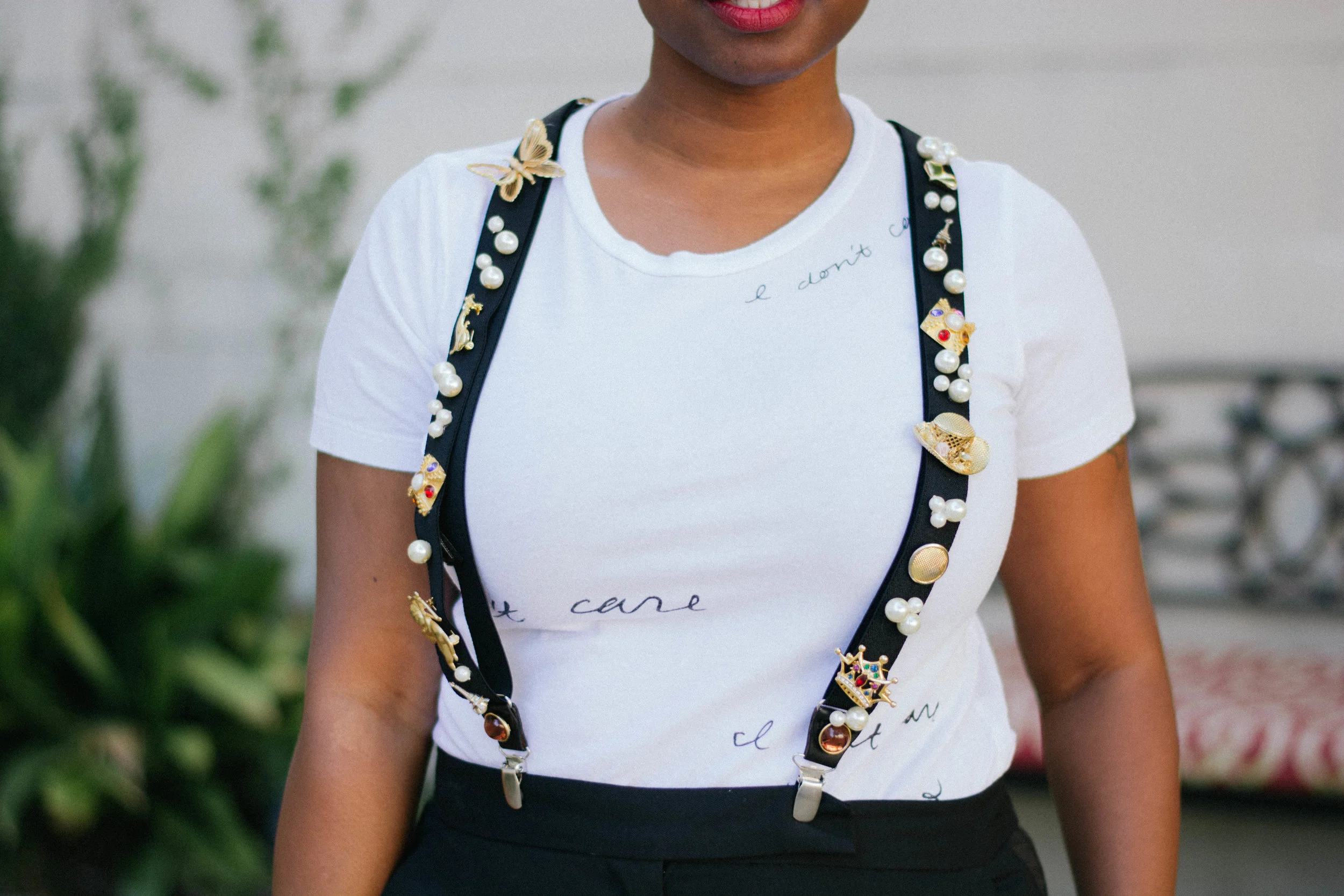 Melodie Stewart, The Style Klazit, Atlanta Style Blogger, Tuxedo Pants, DIY Suspenders, Atlanta streetstyle