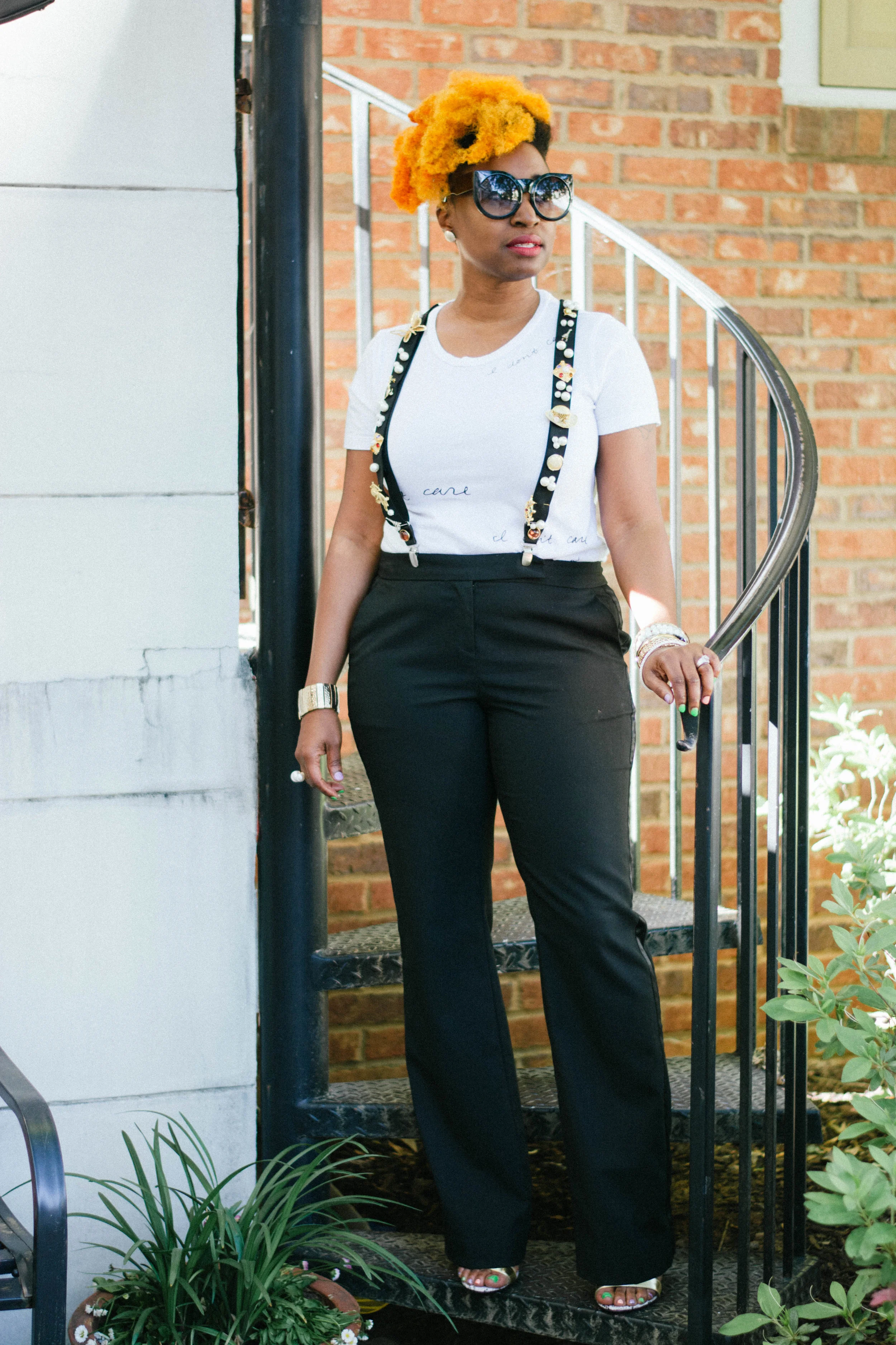Melodie Stewart, The Style Klazit, Atlanta Style Blogger, Tuxedo Pants, DIY Suspenders, Atlanta streetstyle