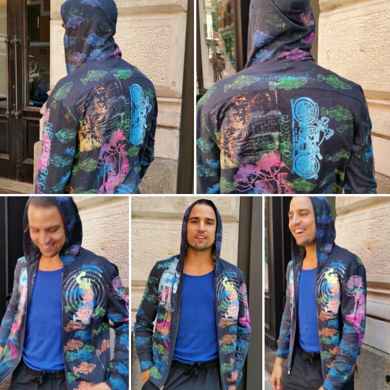 Special order, ONEofaKINd, Wearable art • TommyTees NYC • John Varvados hand printed sweatshirt.