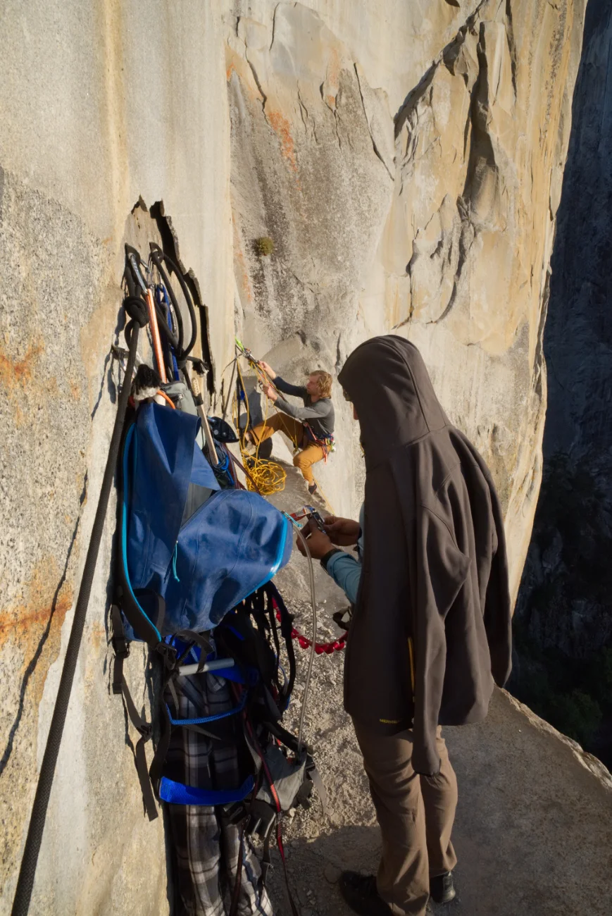 Cody hauling our bags up to the bivy ledge. Doing God's work.