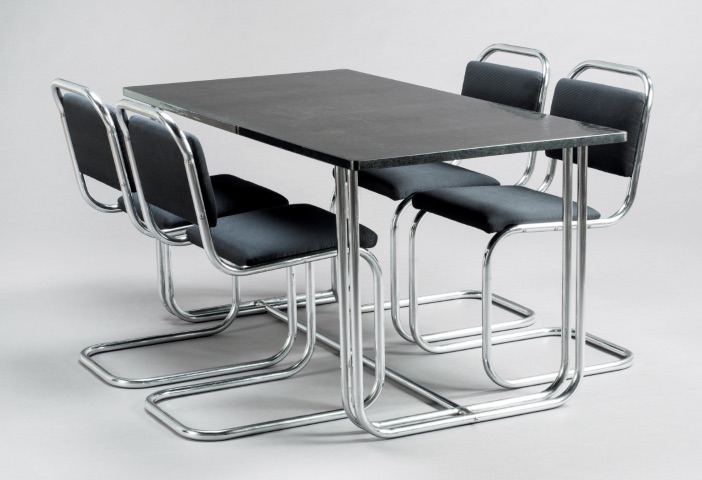 Donald Deskey, Dining Table and Four Chairs, Designed c.1930. The Montreal Museum of Fine Arts, the Liliane and David M. Stewart Collection, gift of Victoria Barr from the Estate of Mr. and Mrs. Alfred H. Barr, through the generosity of the Council for Canadian American Relations.