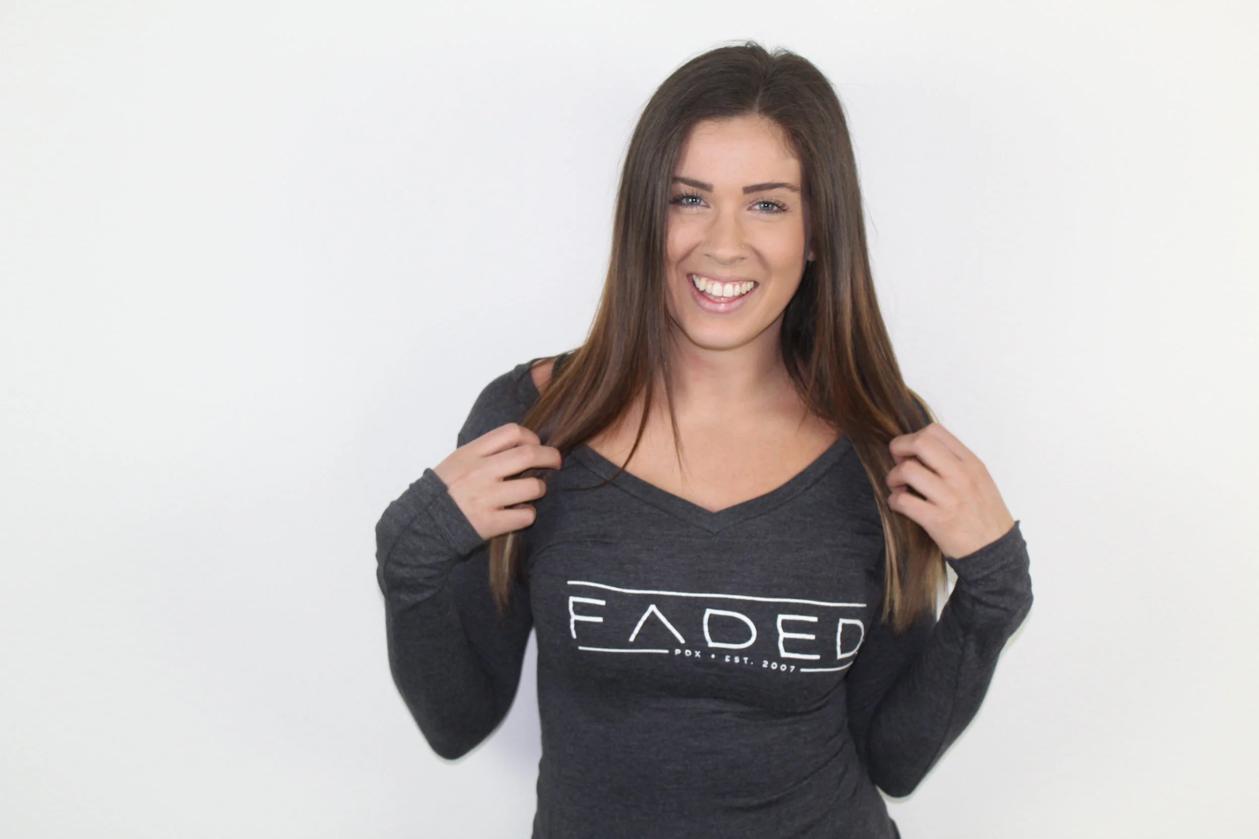 Women's Faded PDX V-Neck Long Sleeve