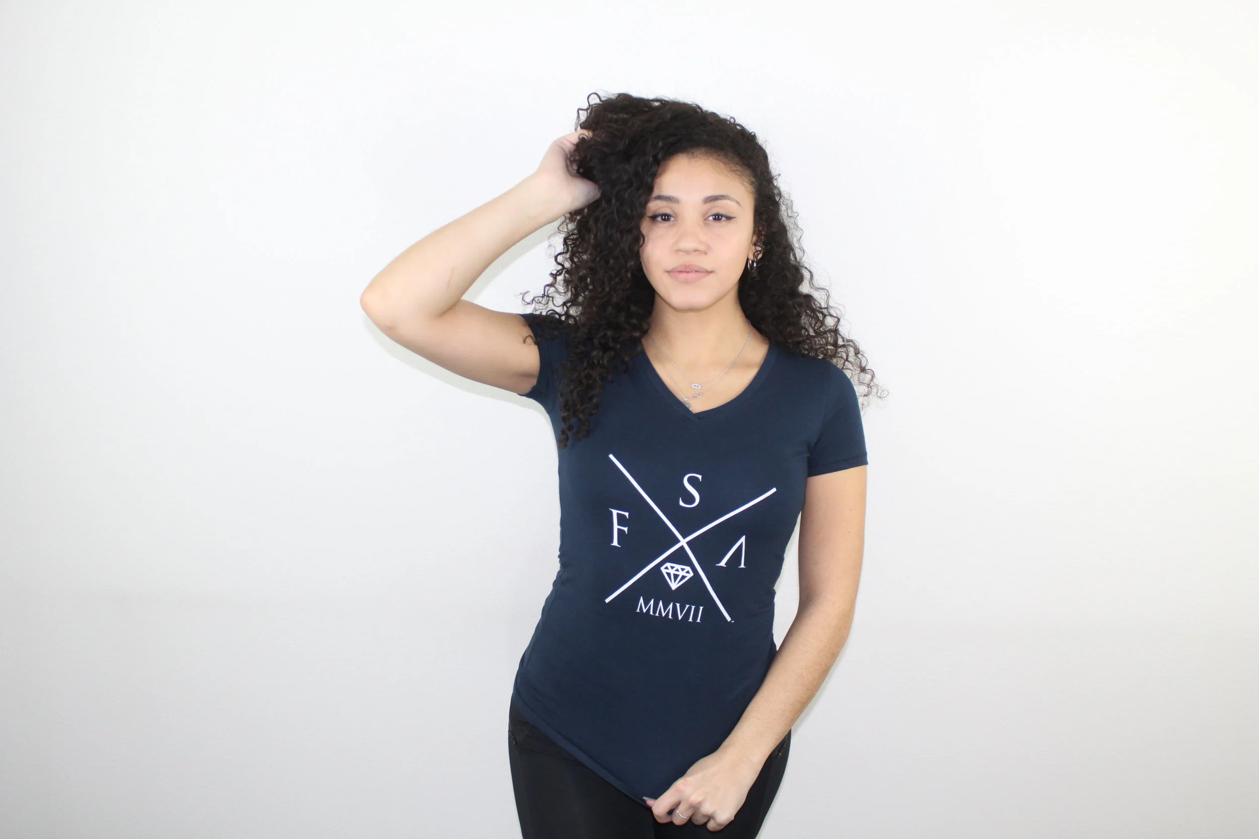 Women's Cross Design V-Neck Short Sleeve