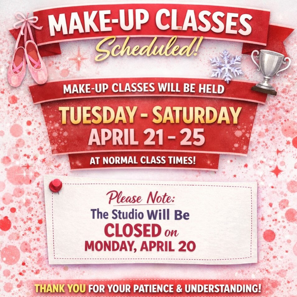 BLIZZARD MAKE UP CLASSES SCHEDULED!