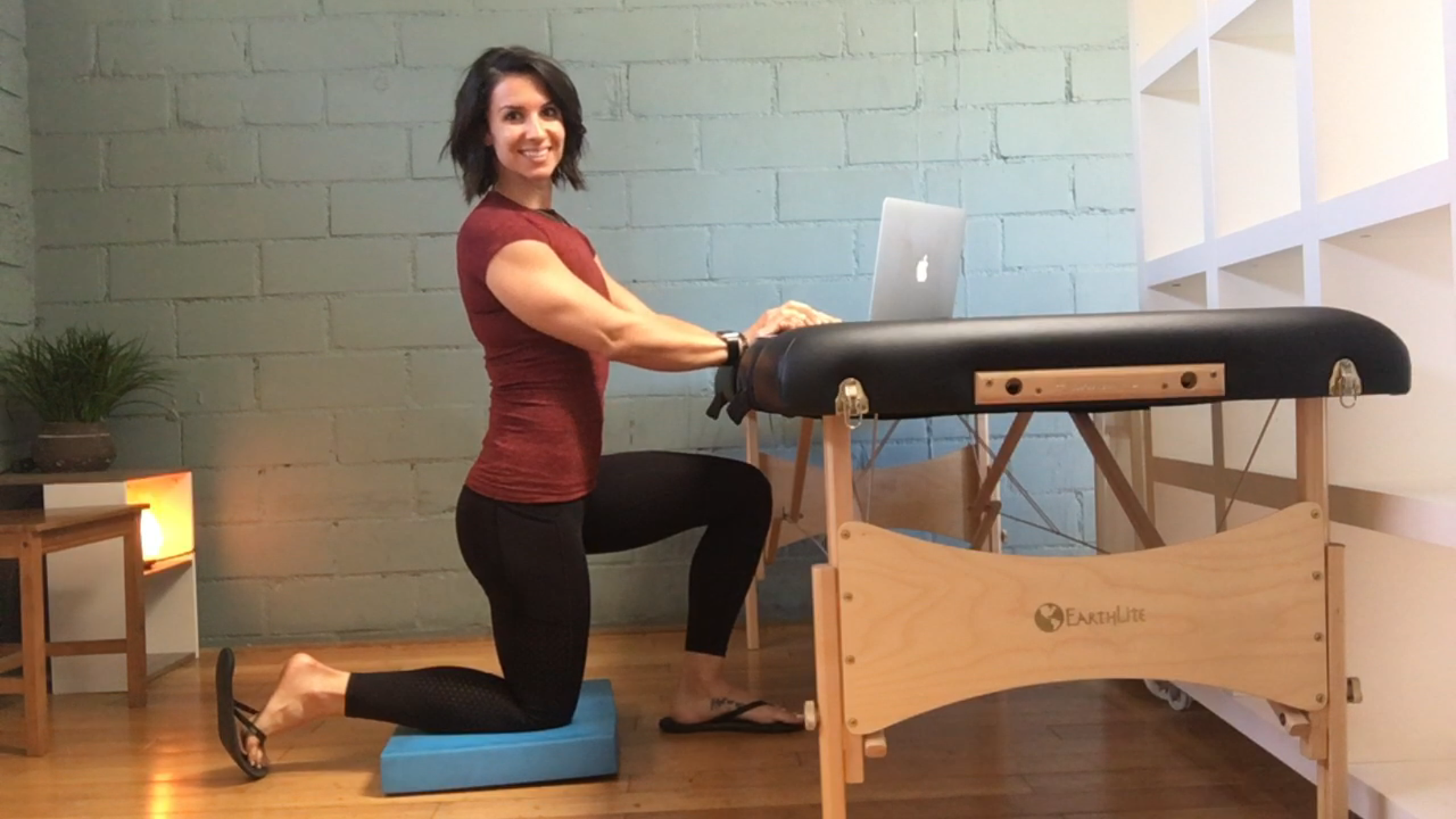Half Kneeling on an Aerex pad . Like my desk?