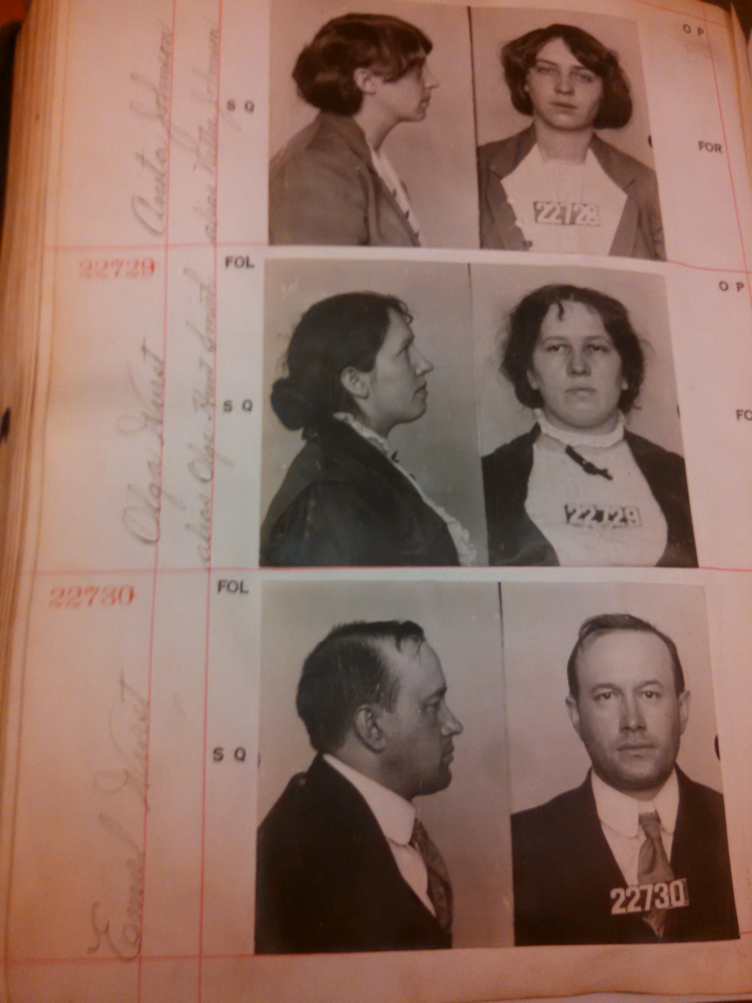 Courtesy of the San Francisco History Center at the San Francisco Public Library. Mugshots of "Sex Crimes and Muzzlers" from San Francisco, 1918. 