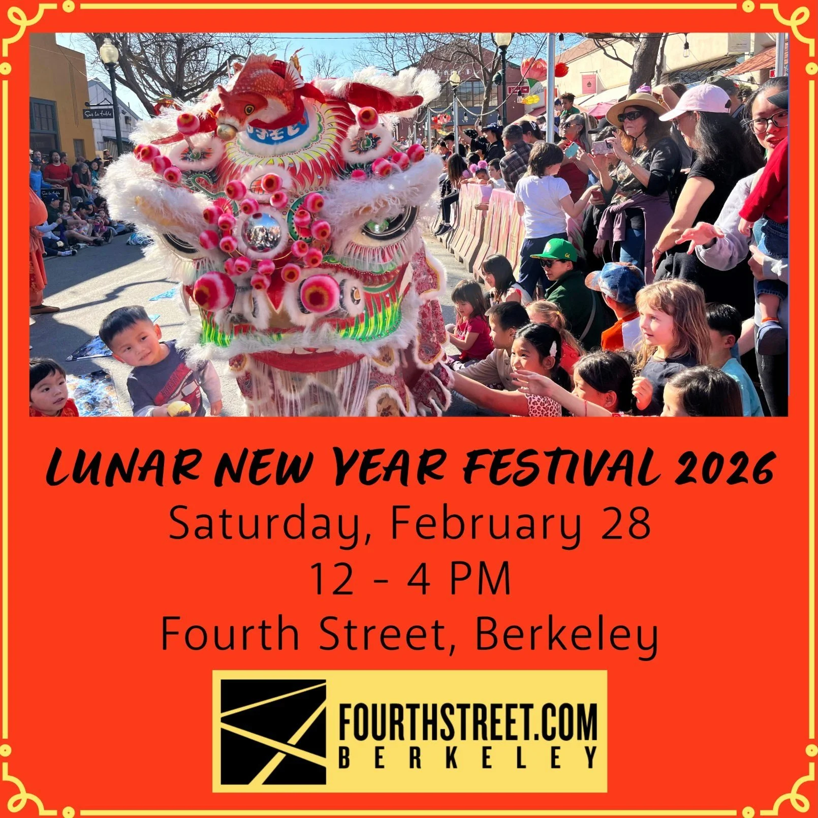 Lunar New Year on Fourth Street, Berkeley
Welcoming the year of the Fire Horse!
Fourth Street knows how to celebrate Lunar New Year, and this year is no exception. Join us for our cherished annual celebration welcoming 2026, the year of the Fire Hors